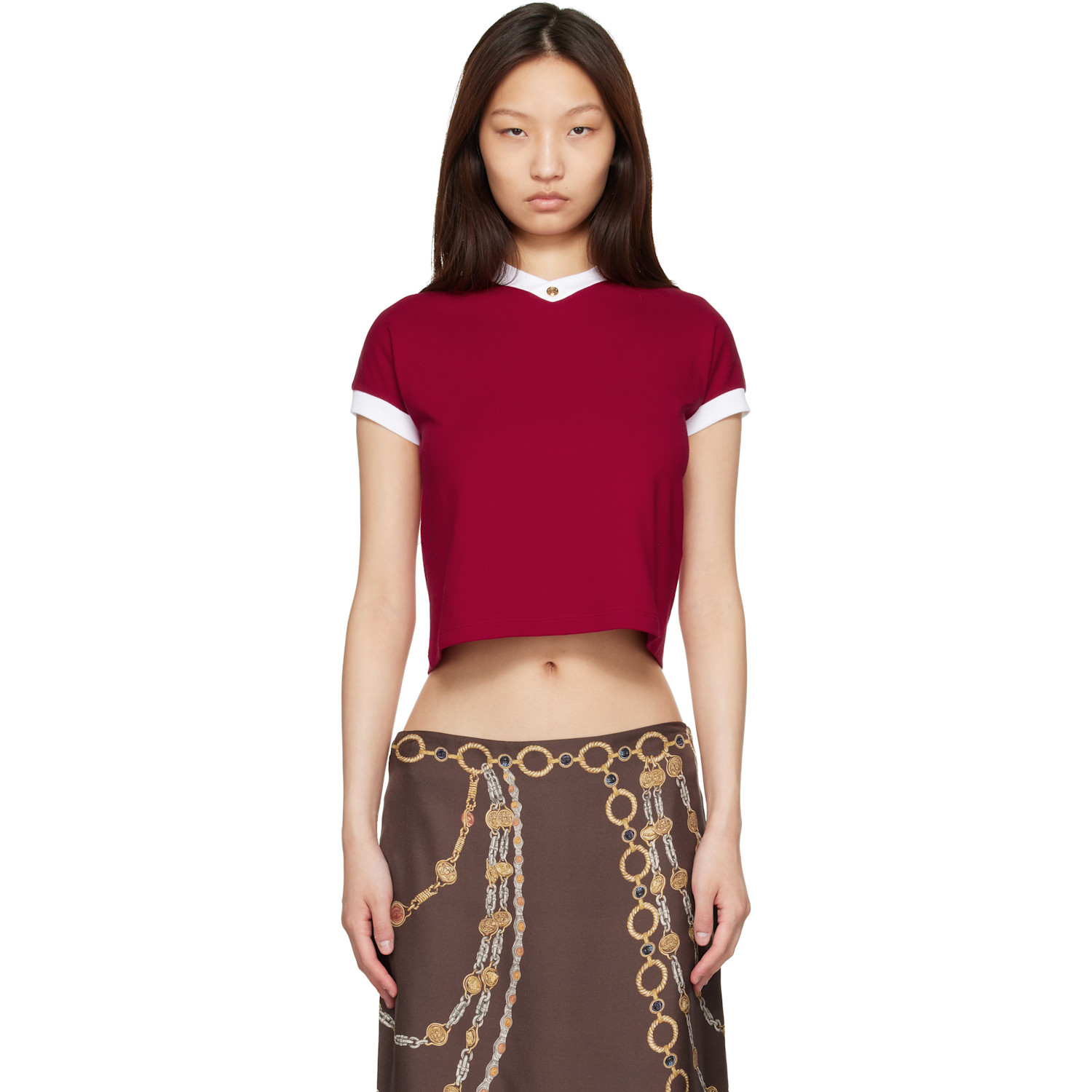 Versace Red Stretch Cotton-Jersey T-shirt