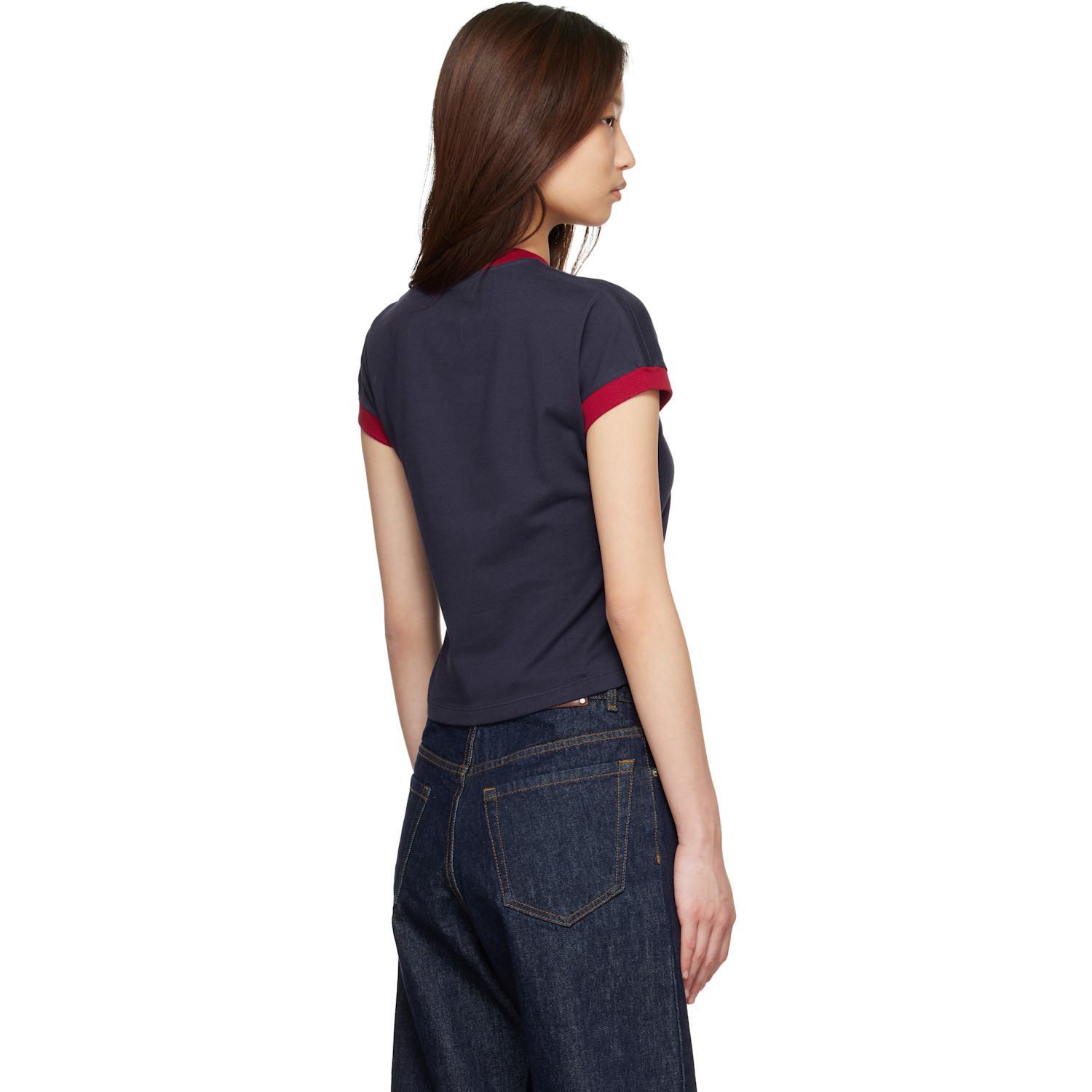  Versace Navy & Red Stretch Cotton-jersey T-shirt 