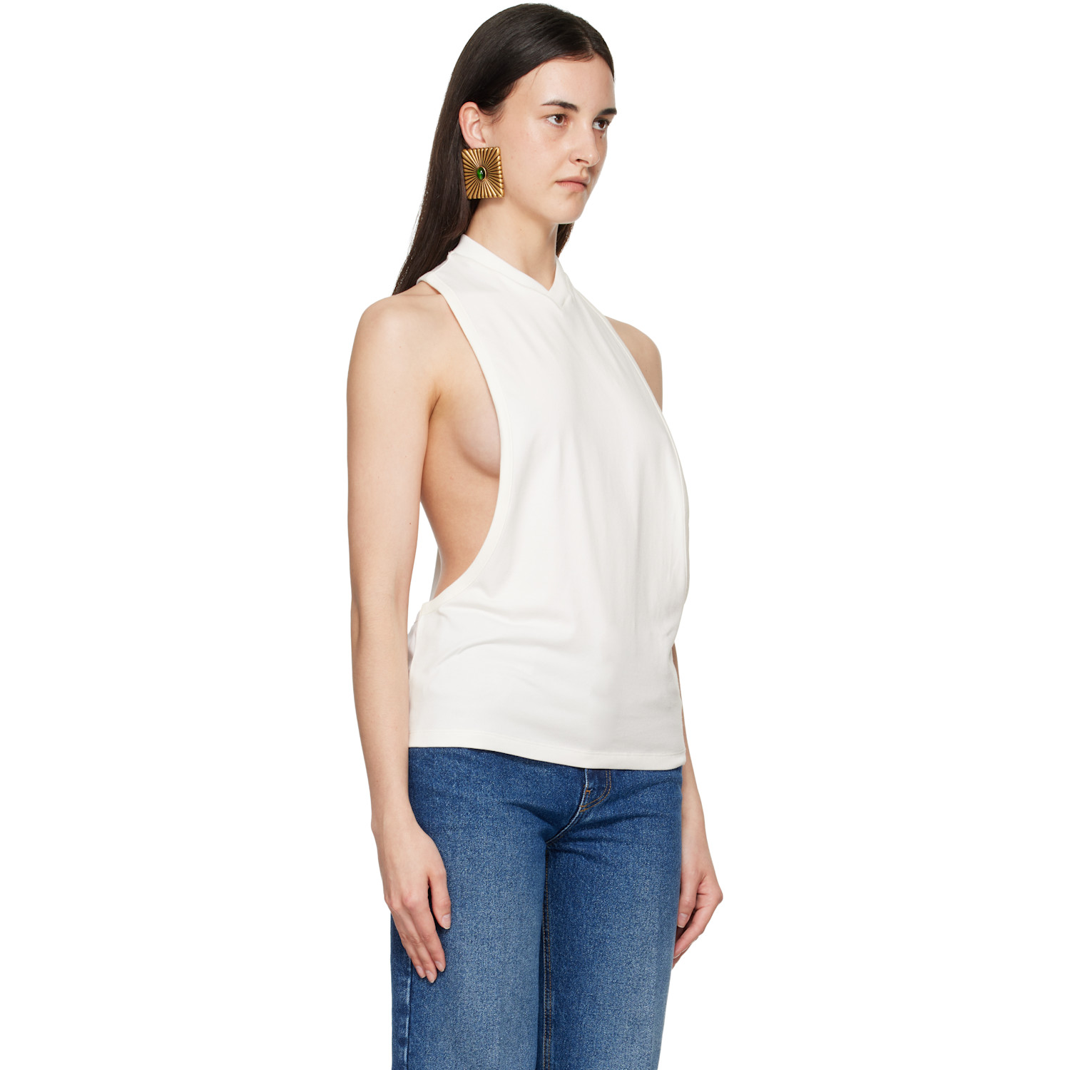  Versace White Embroidered Stretch Cotton-jersey Tank Top 
