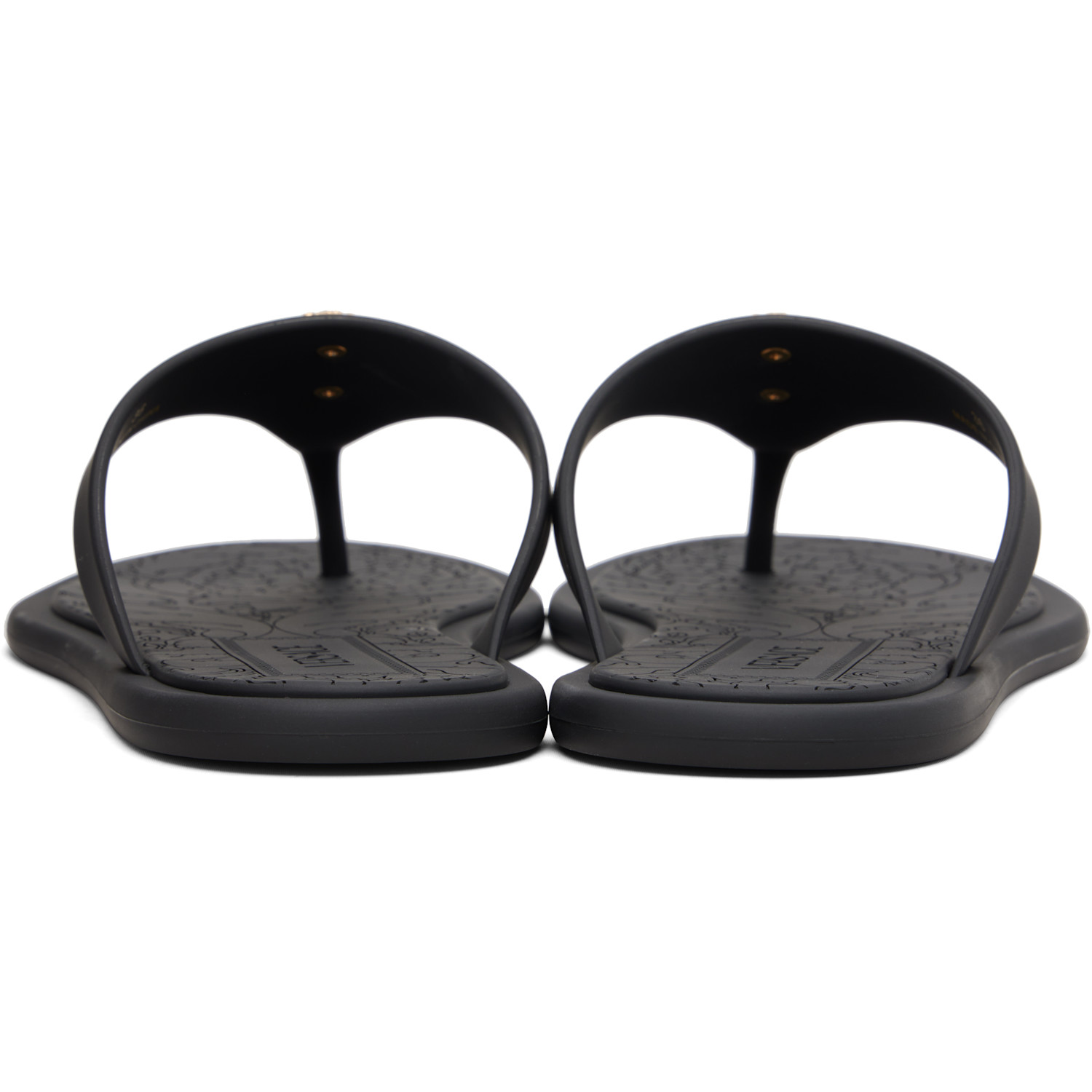  Versace Black Alia Rubber Flat Sandals 