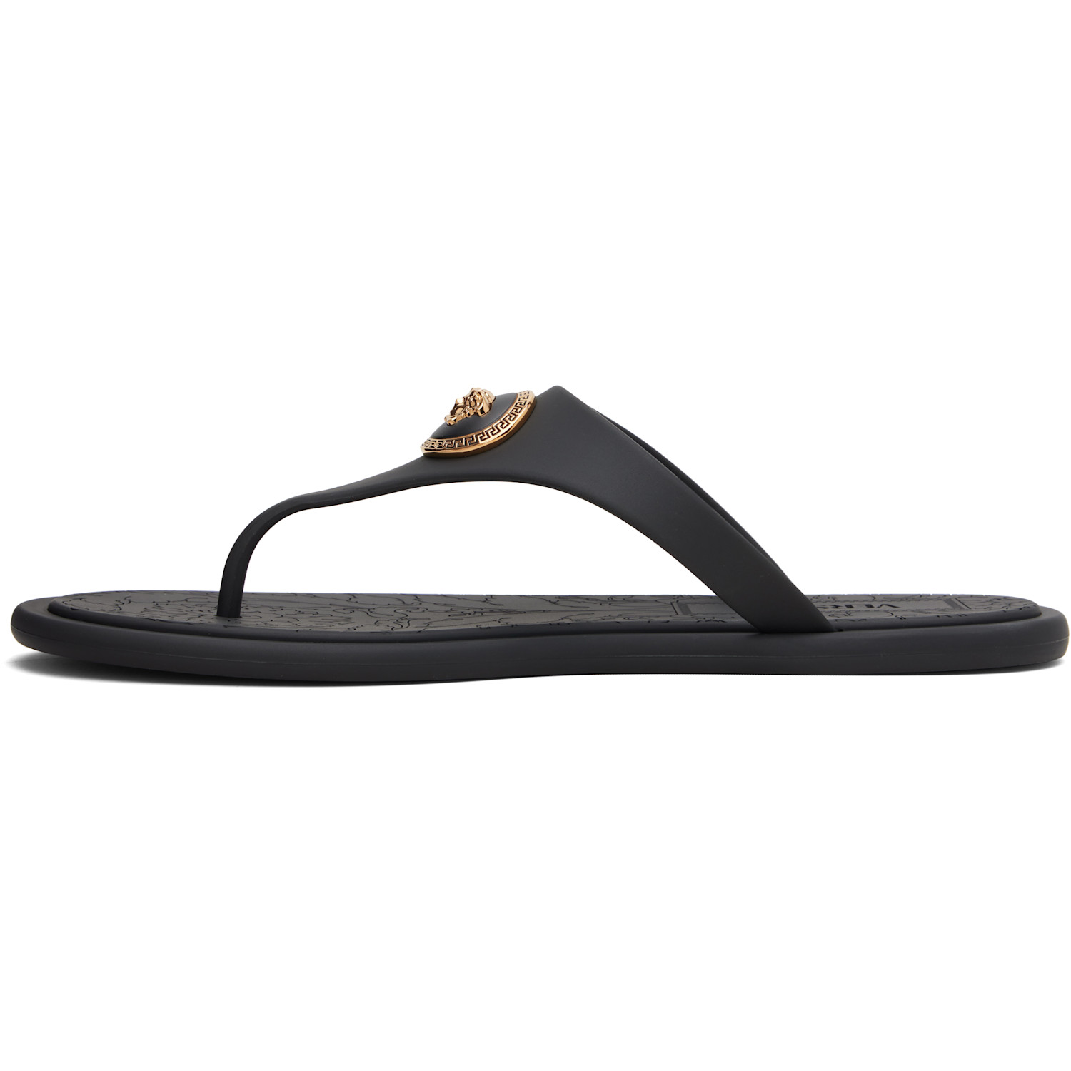  Versace Black Alia Rubber Flat Sandals 