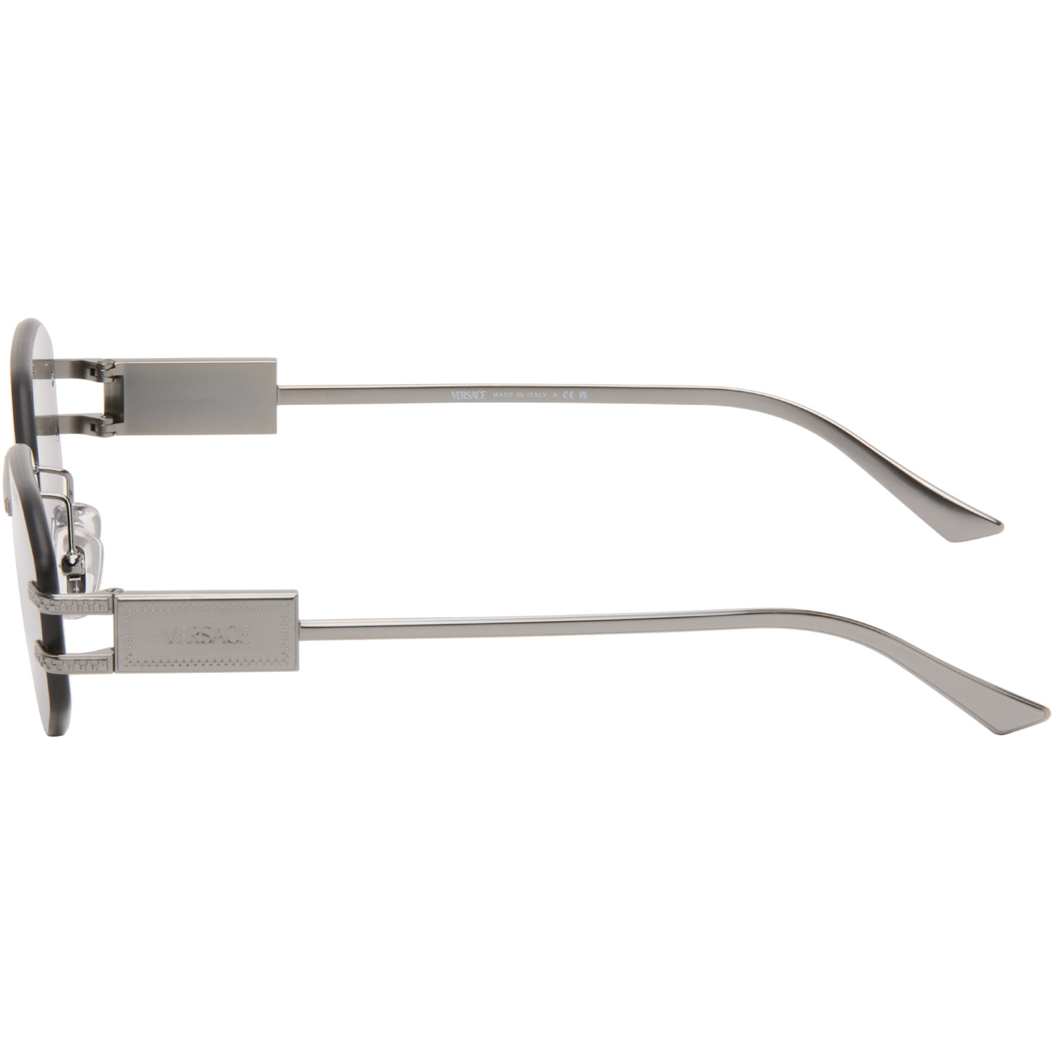 Versace Gunmetal Logo Plaque Sunglasses 