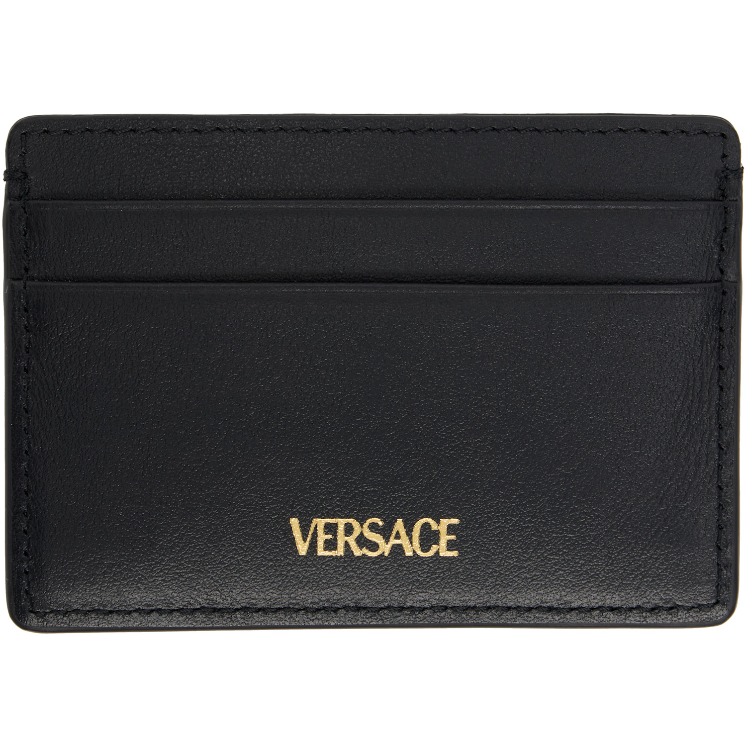  Versace Black 'v' Leather Card Holder 