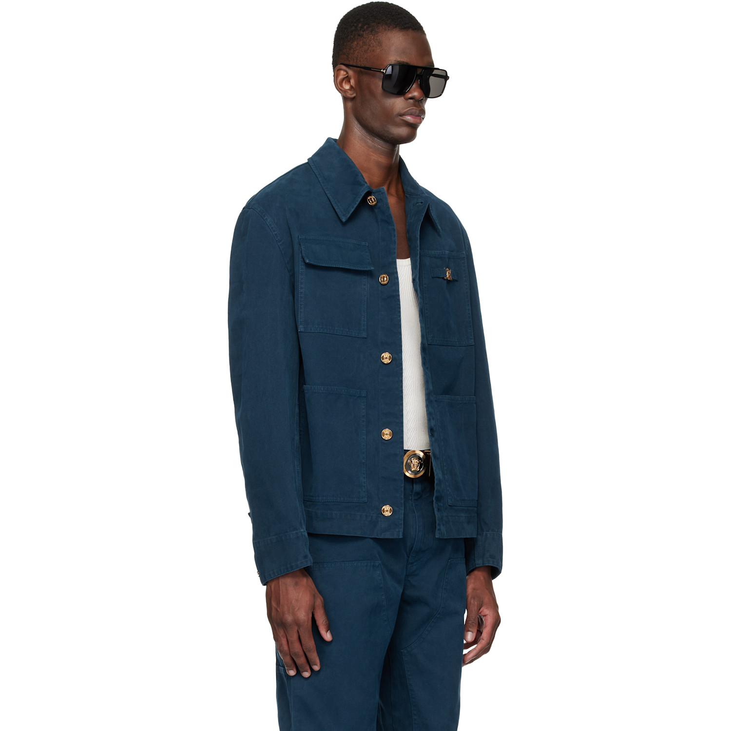  Versace Navy Overdyed Canvas Carpenter Jacket 