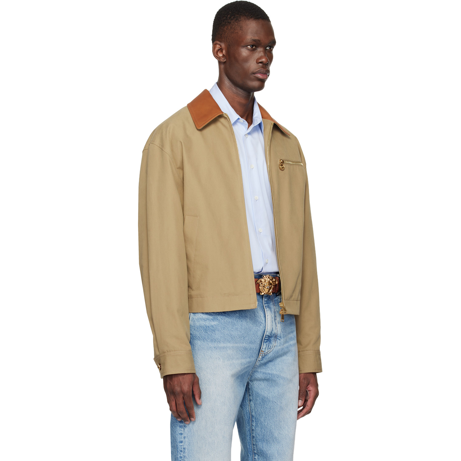  Versace Beige Cotton Canvas Blouson Jacket 