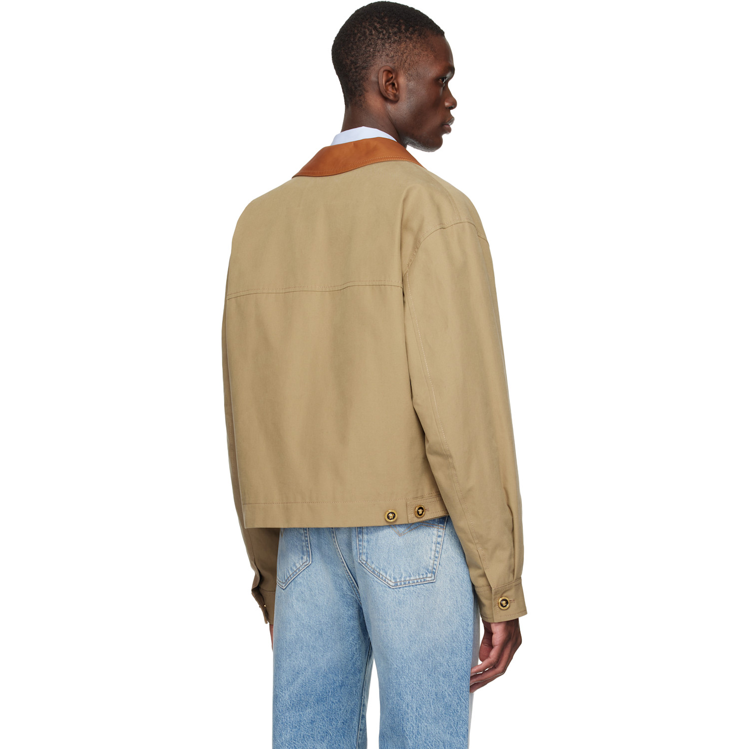  Versace Beige Cotton Canvas Blouson Jacket 