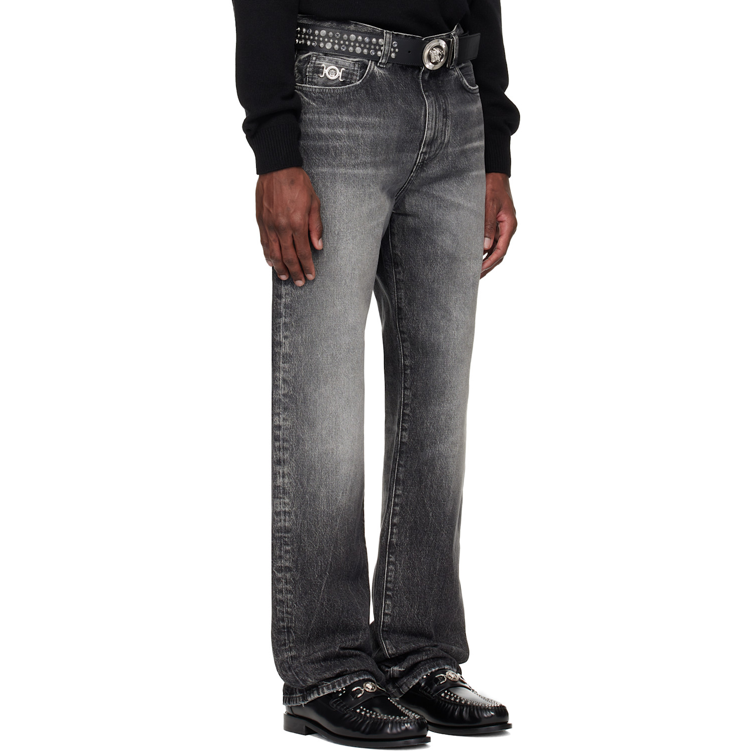  Versace Gray Loose Jeans 