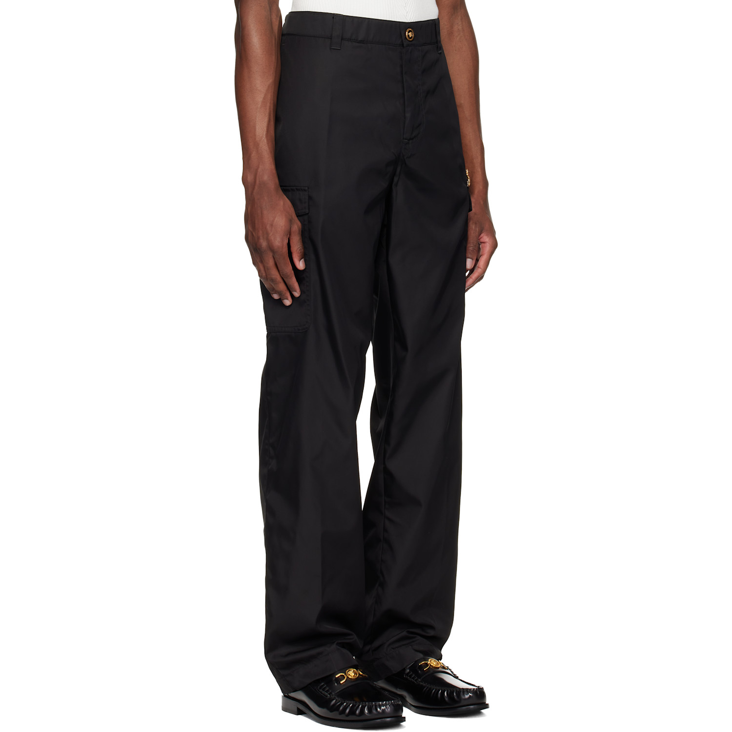  Versace Black Nylon Cargo Pants 