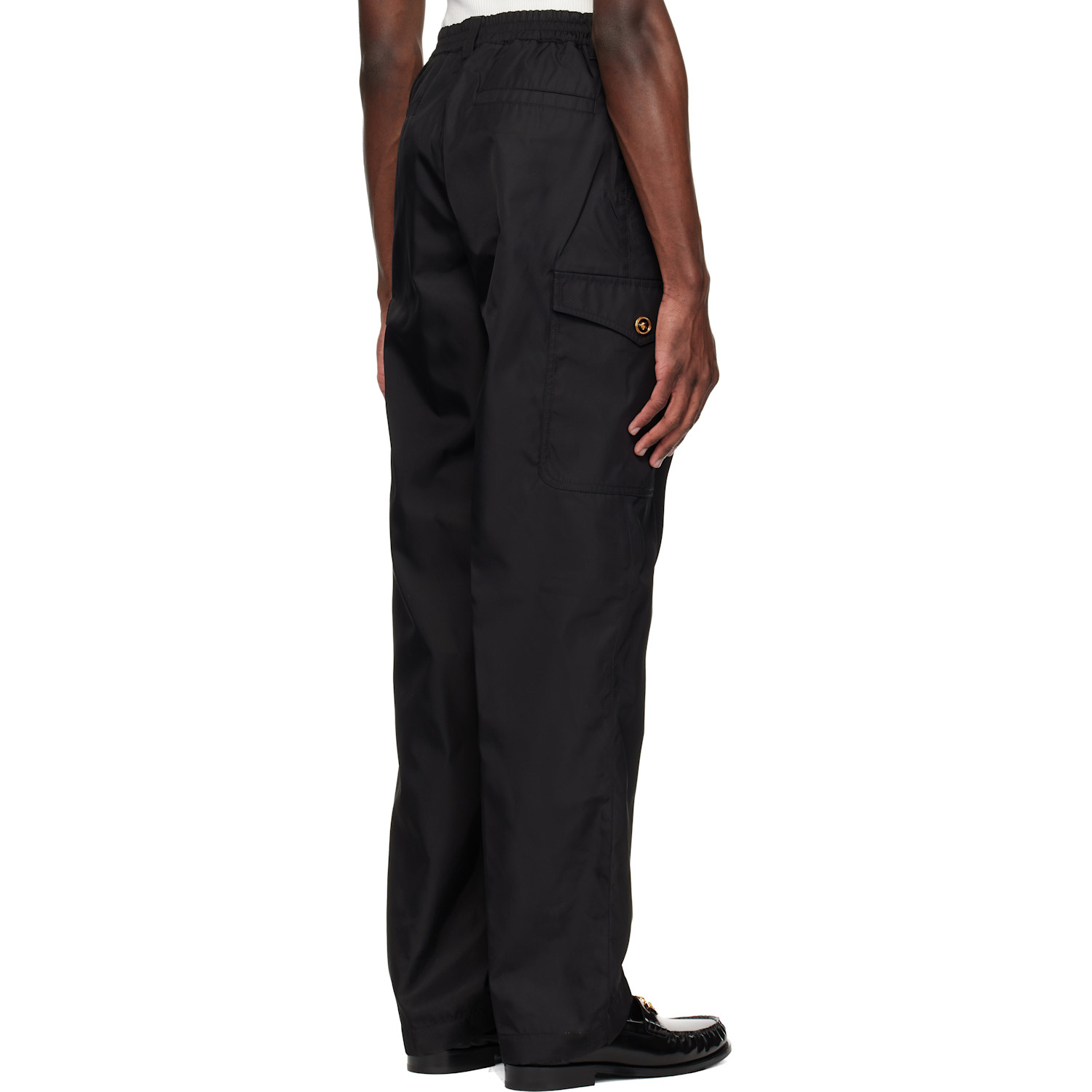  Versace Black Nylon Cargo Pants 