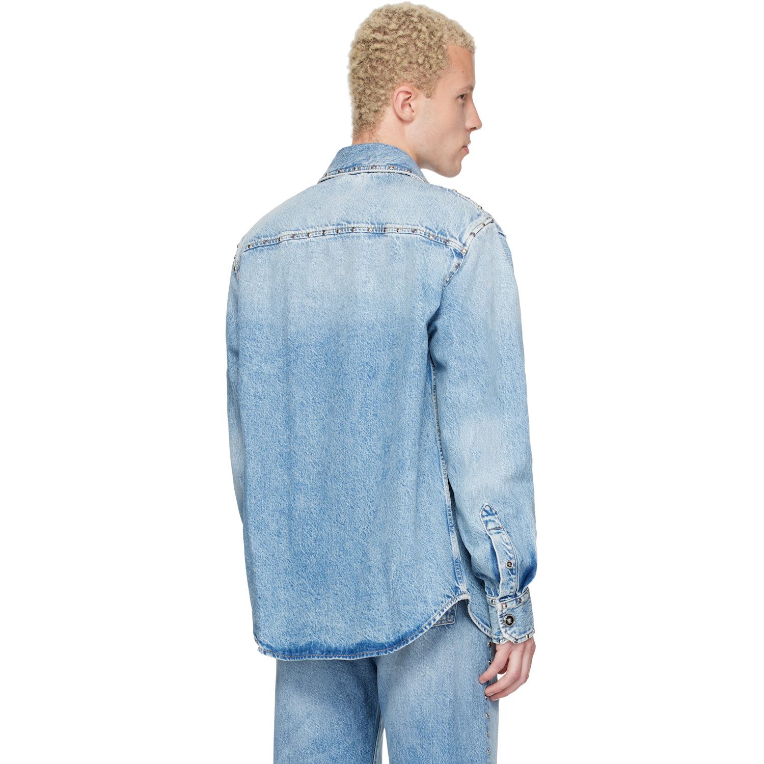  Versace Blue Studded Denim Shirt 