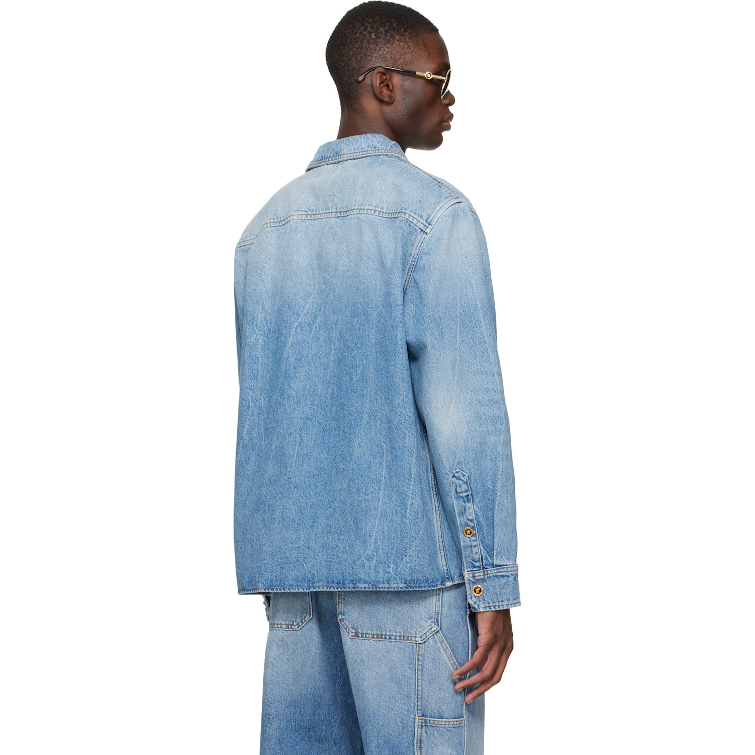  Versace Blue Denim Zip Overshirt 
