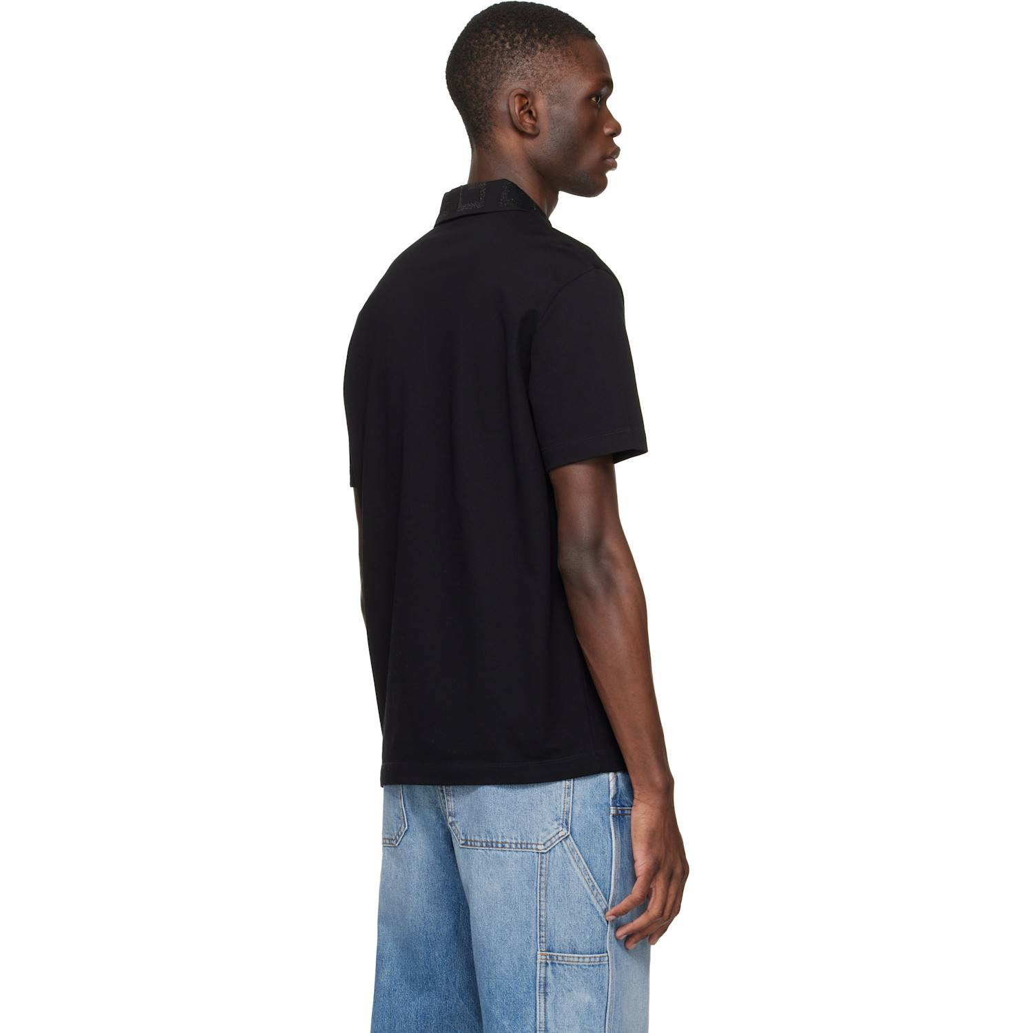  Versace Black Embroidered Cotton Piqué Polo 