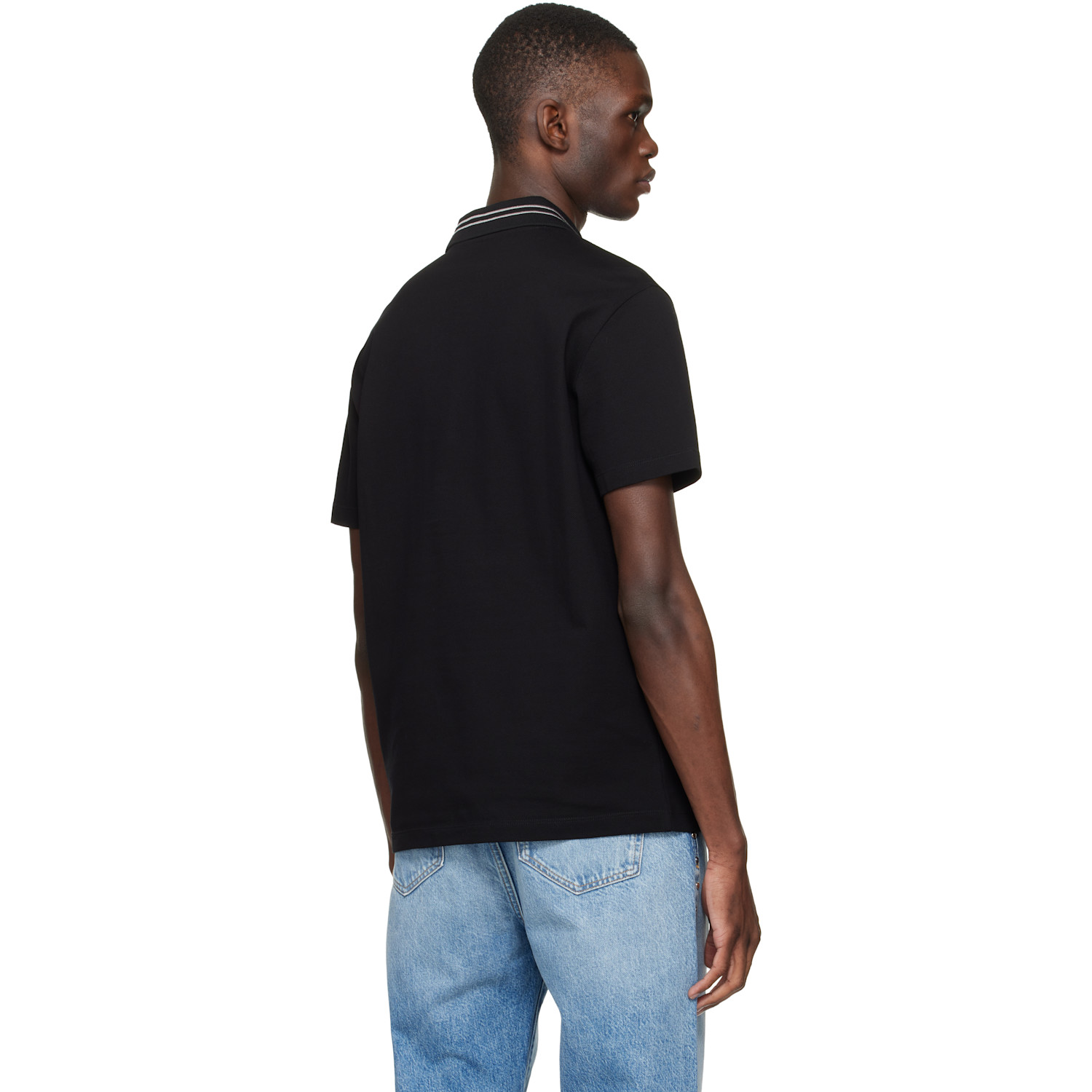  Versace Black Embroidered Cotton Piqué Polo 