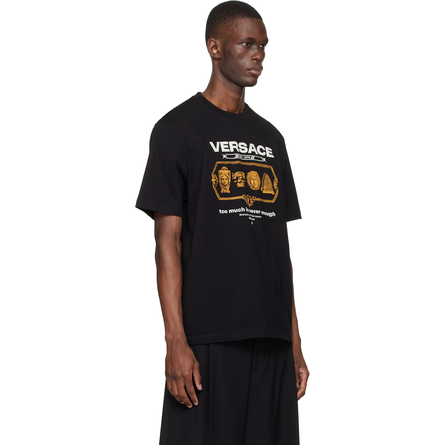  Versace Black Compact Cotton-jersey T-shirt 