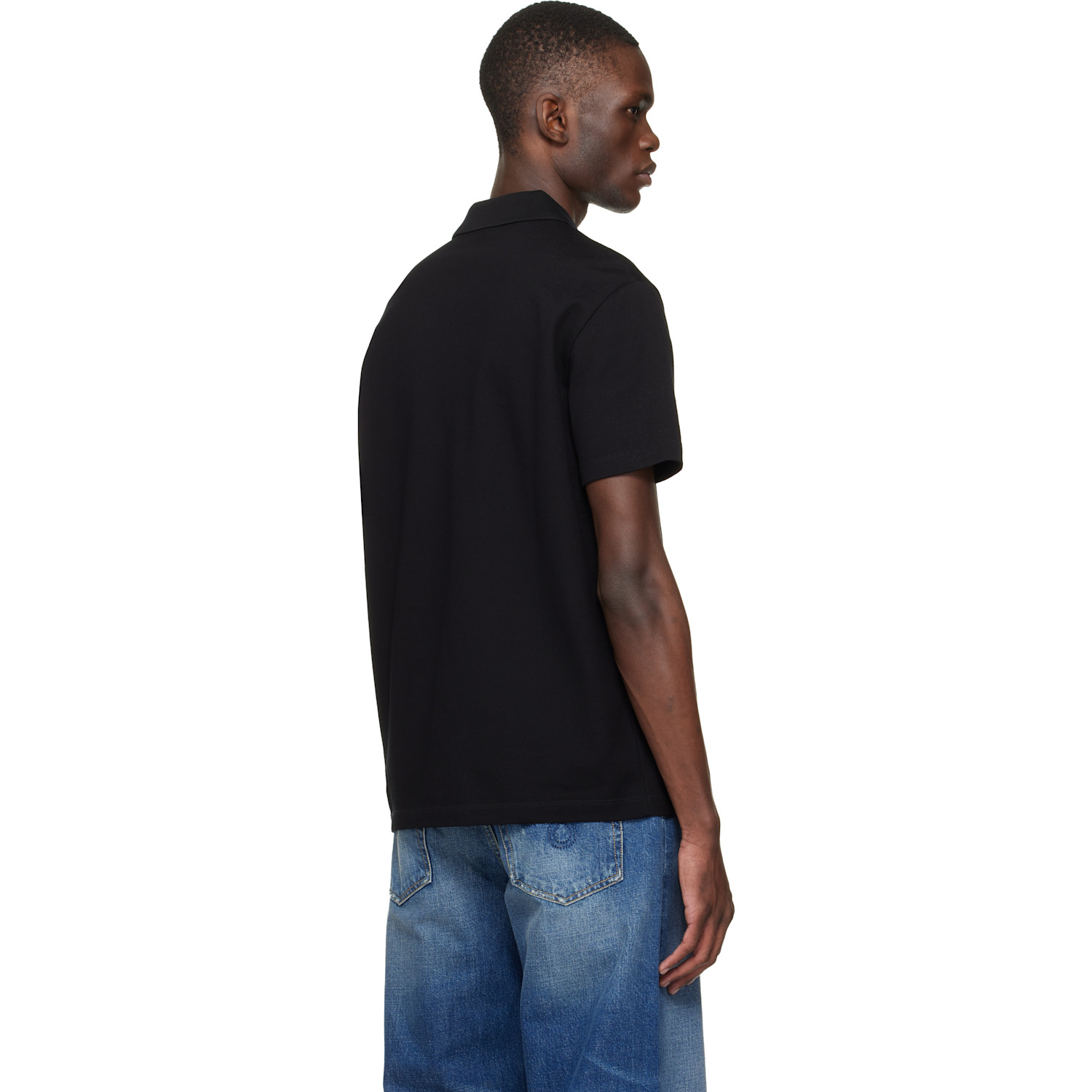  Versace Black Embroidered Cotton Piqué Polo 
