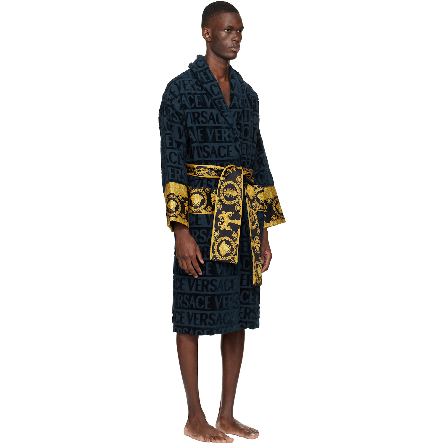  Versace Navy 'i Heart Baroque' Bathrobe 