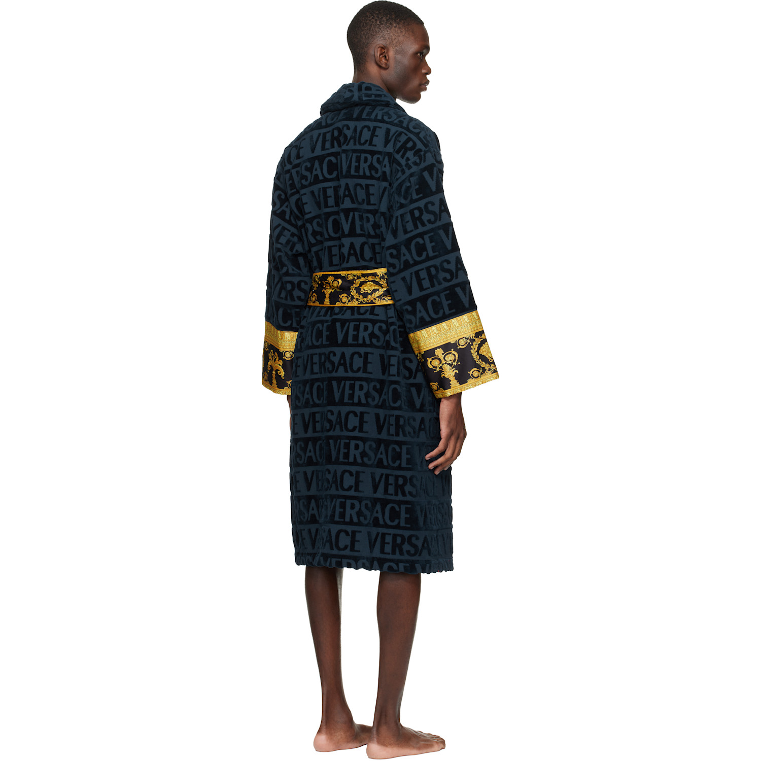  Versace Navy 'i Heart Baroque' Bathrobe 
