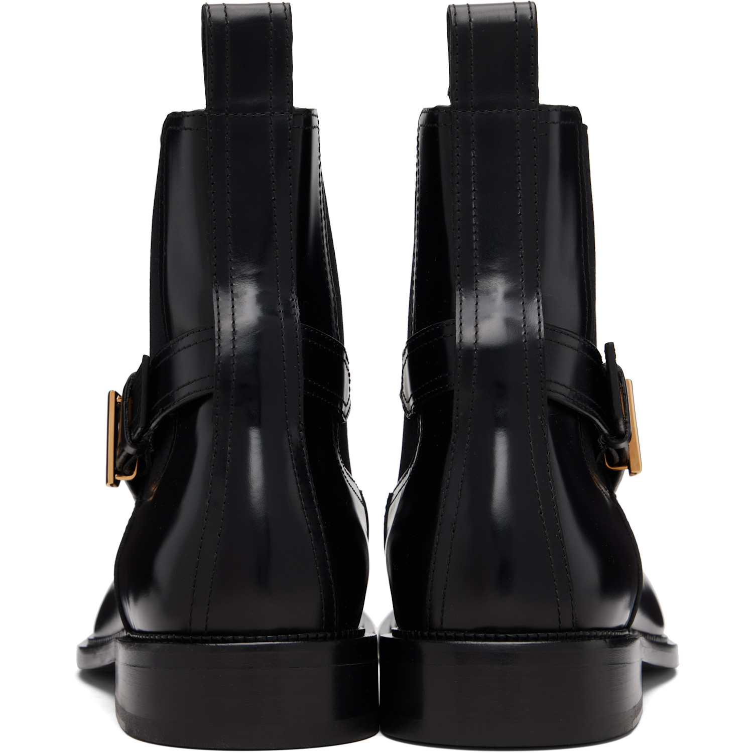  Versace Black V Leather Chelsea Boots 