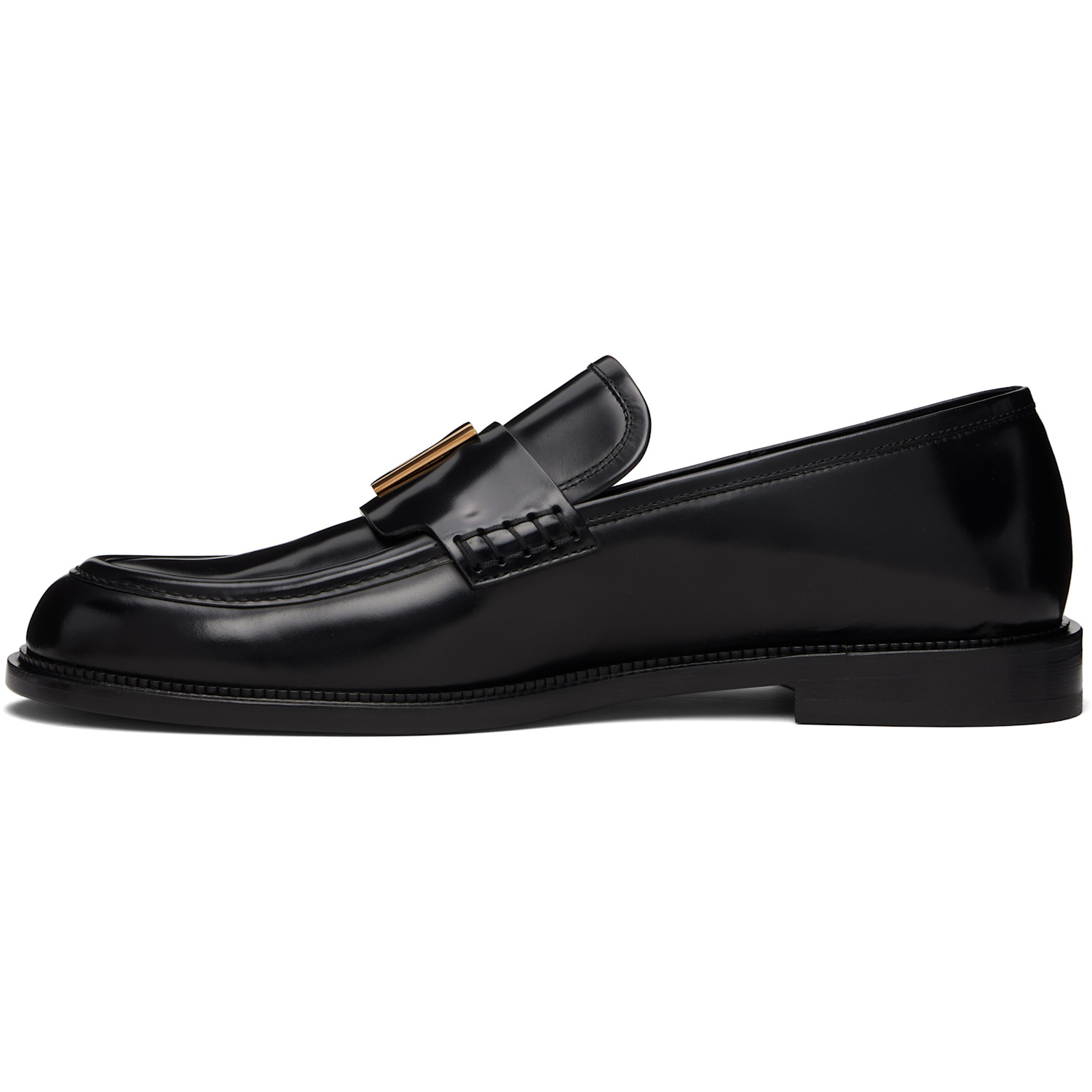  Versace Black 'v' Leather Loafers 