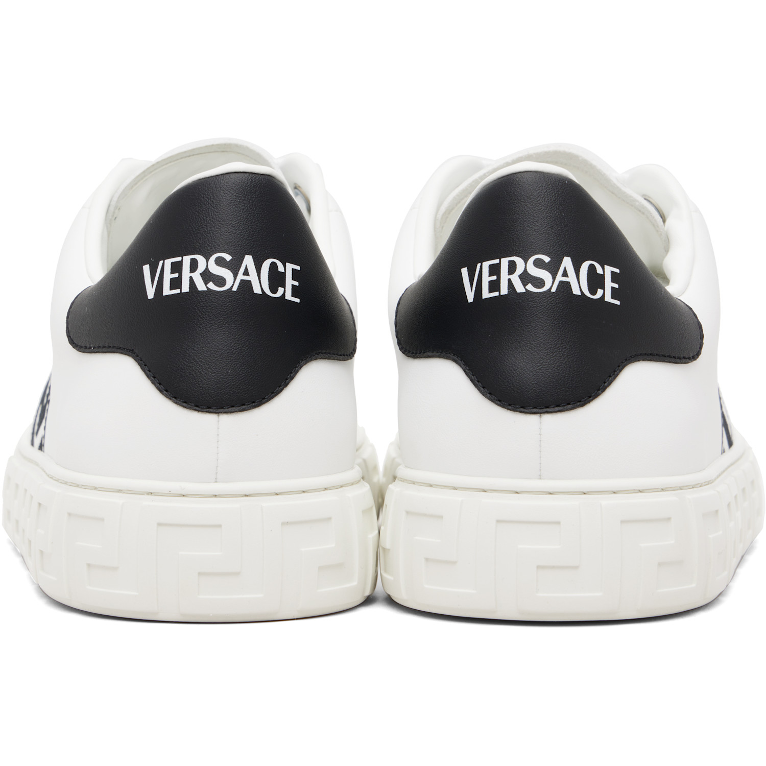  Versace White Greca Embroidered Nylon Faux-leather Sneakers 