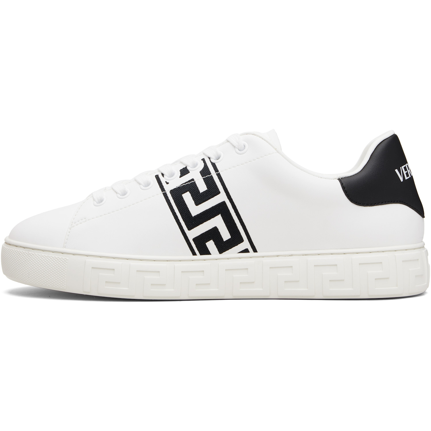  Versace White Greca Embroidered Nylon Faux-leather Sneakers 