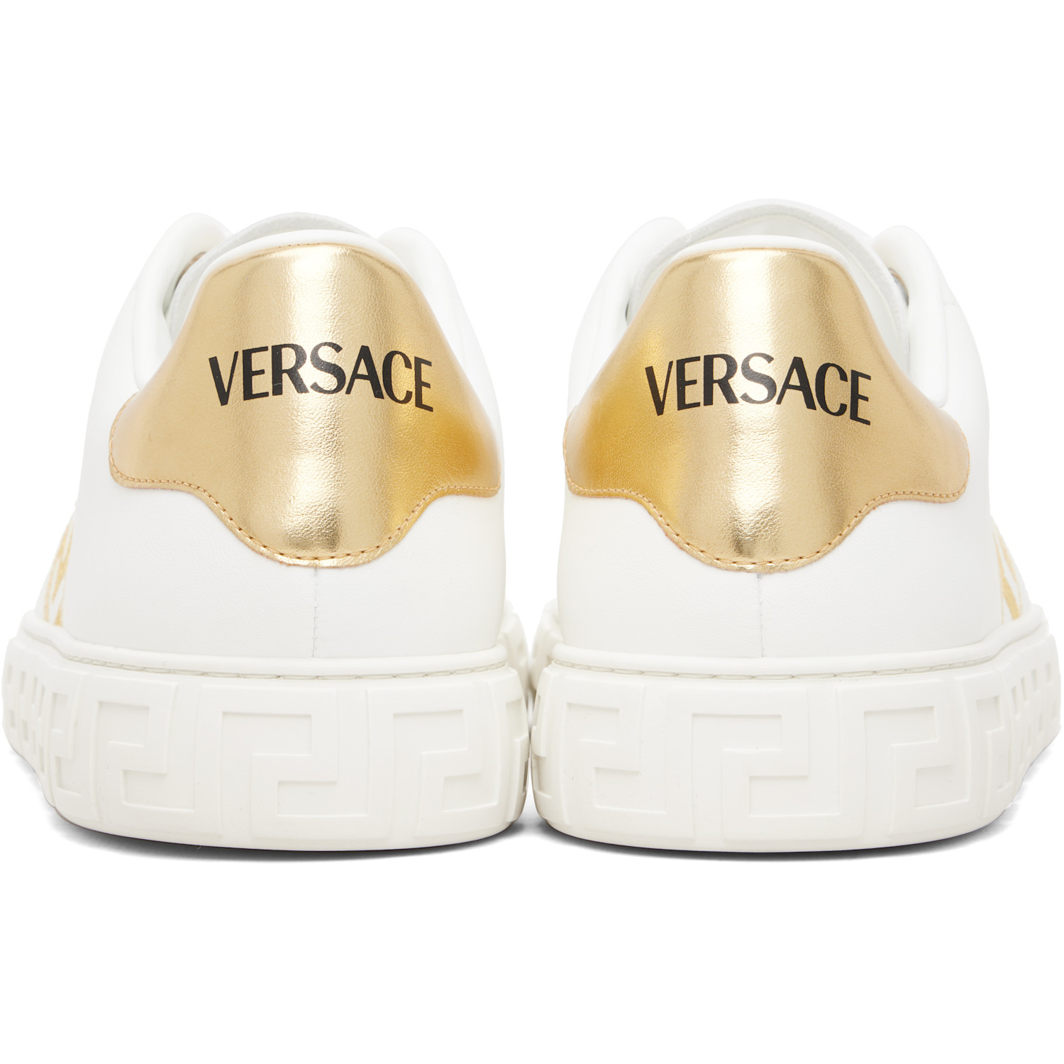  Versace White Greca Embroidered Nylon Faux-leather Sneakers 