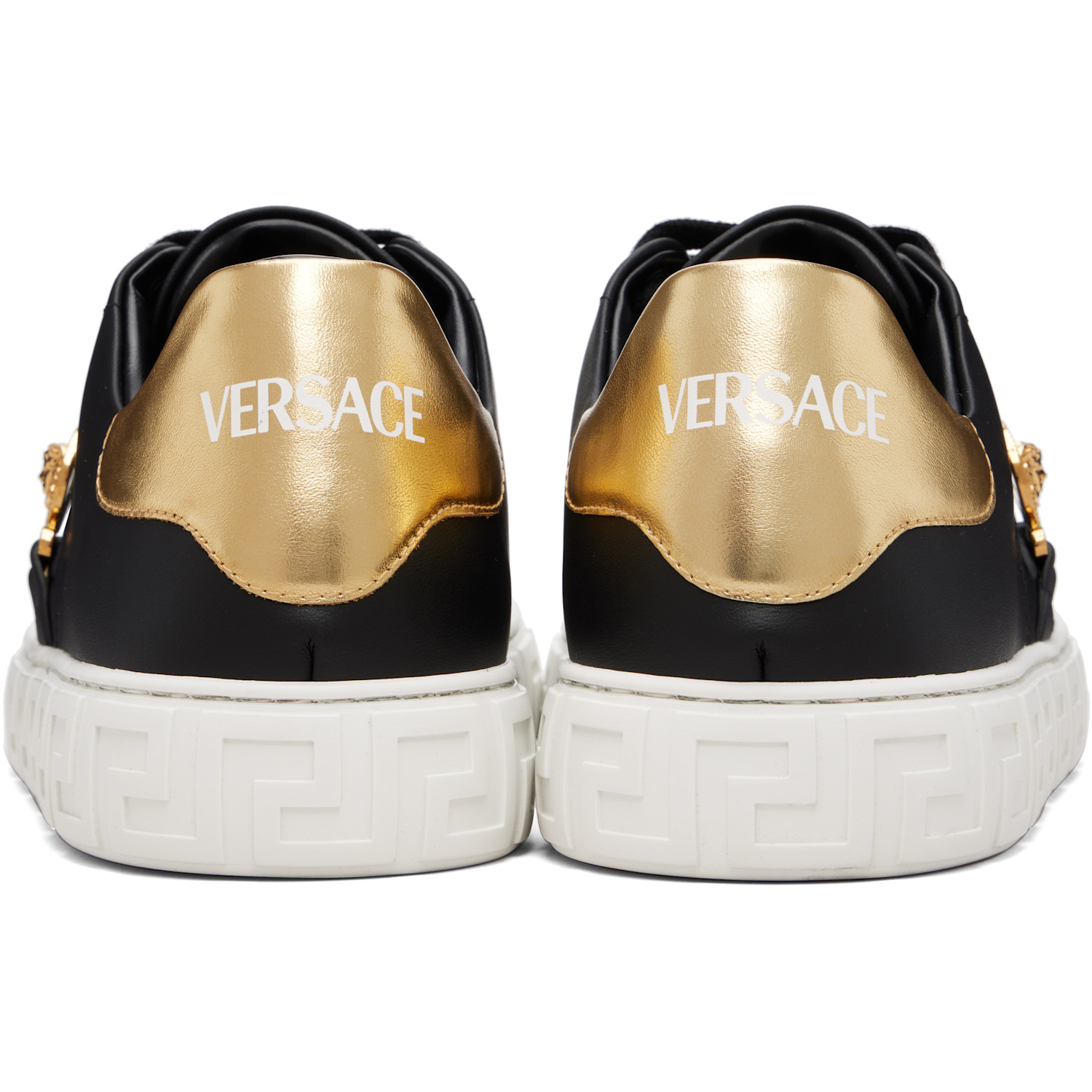  Versace Black Greca Faux-leather Sneakers 