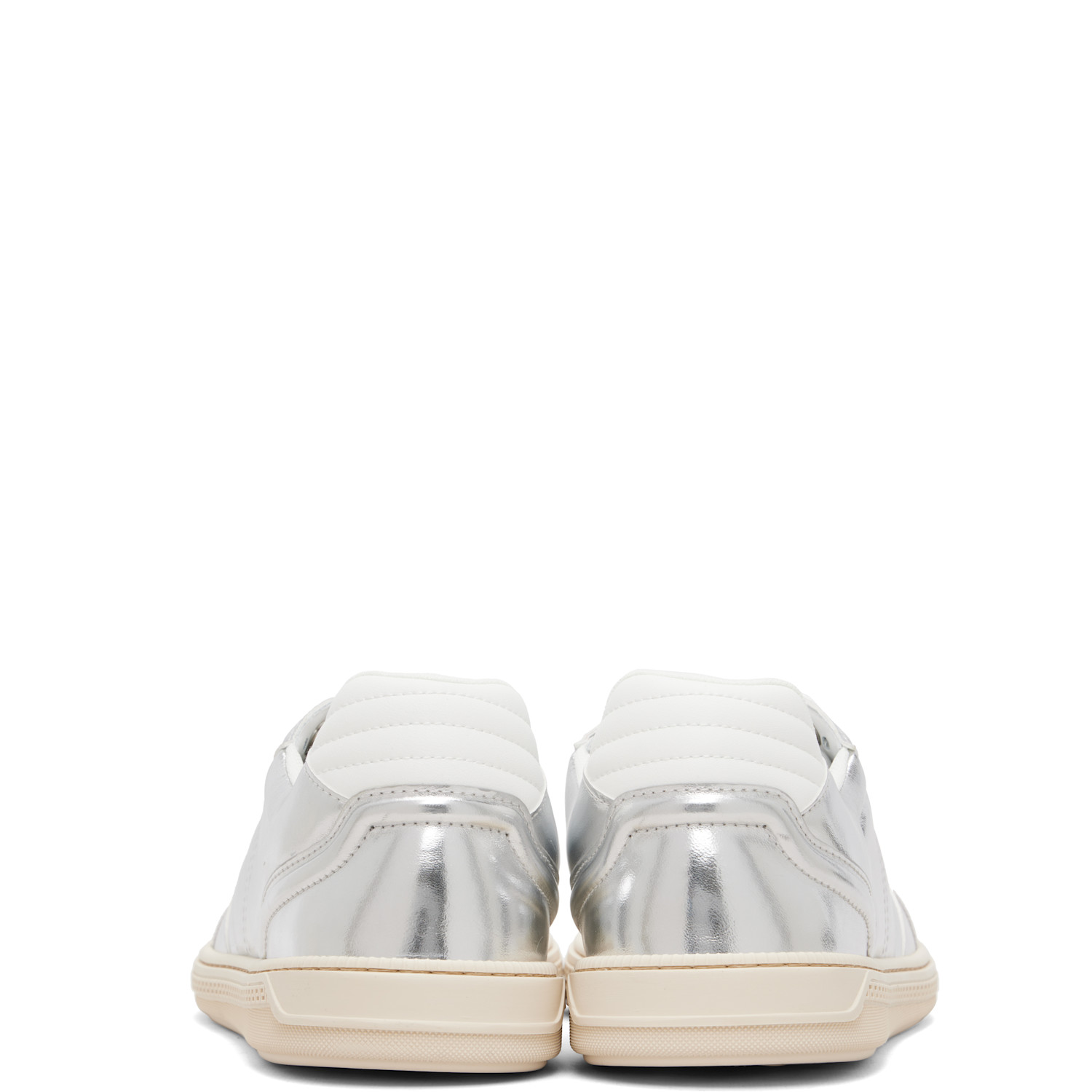  Versace Silver Greca Court Metallic Faux-leather Sneakers 