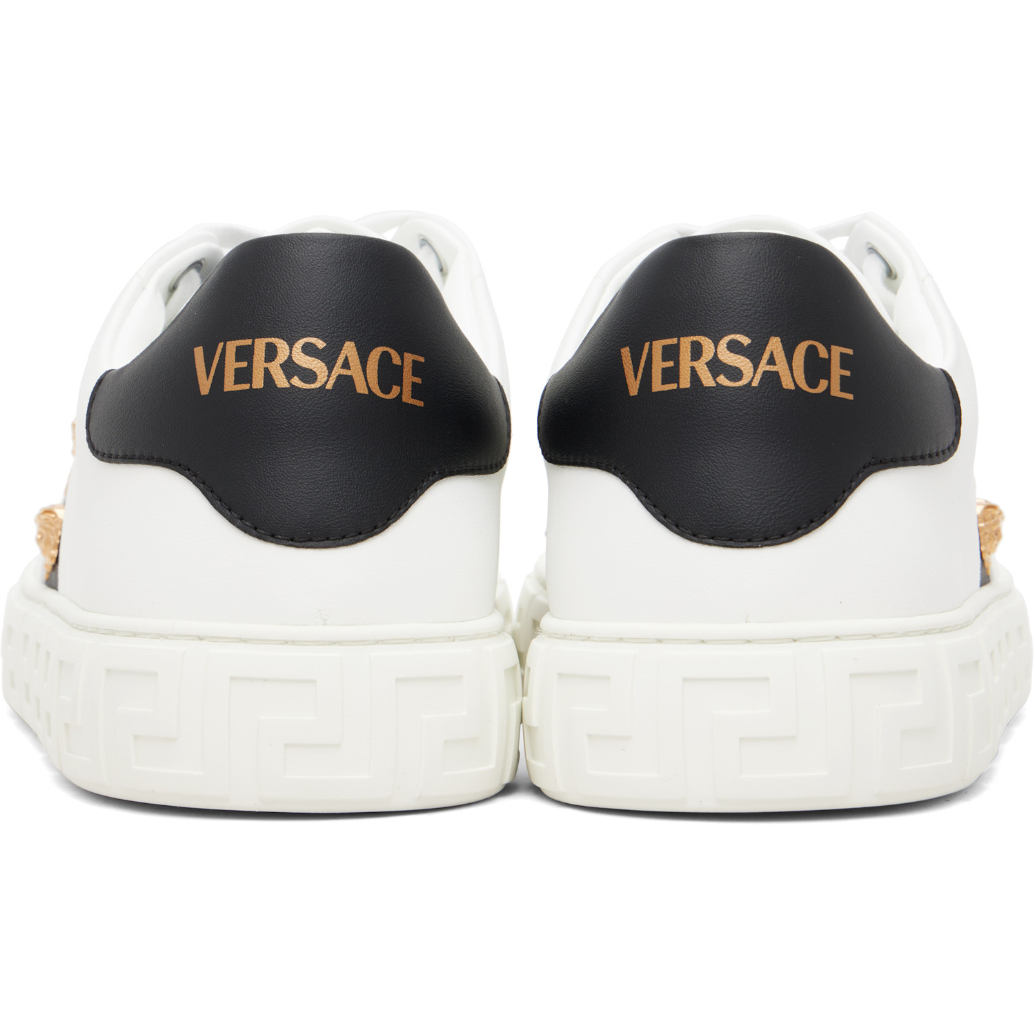  Versace White Greca Embellished Nylon Faux-leather Sneakers 