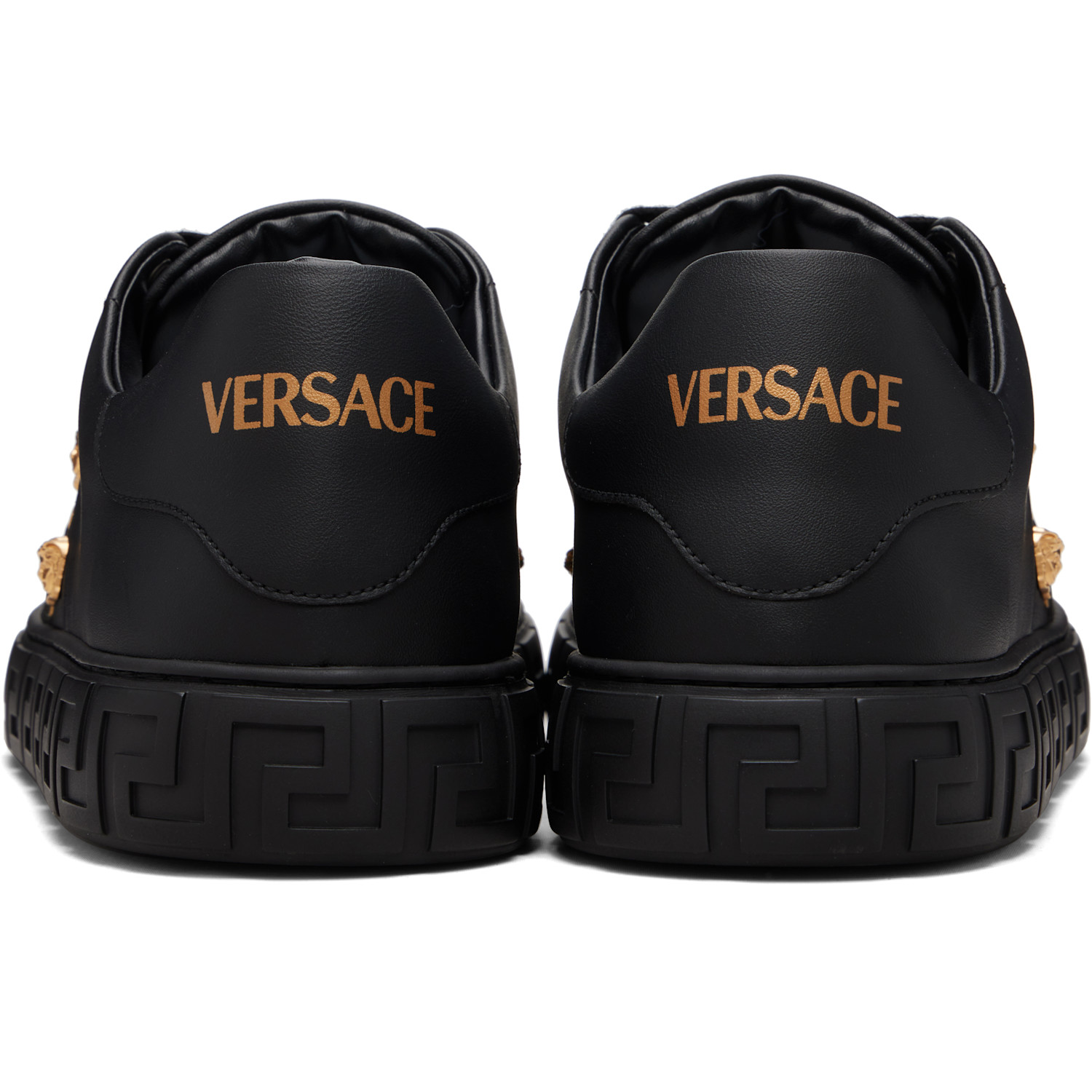  Versace Black Greca Embellished Nylon Faux-leather Sneakers 