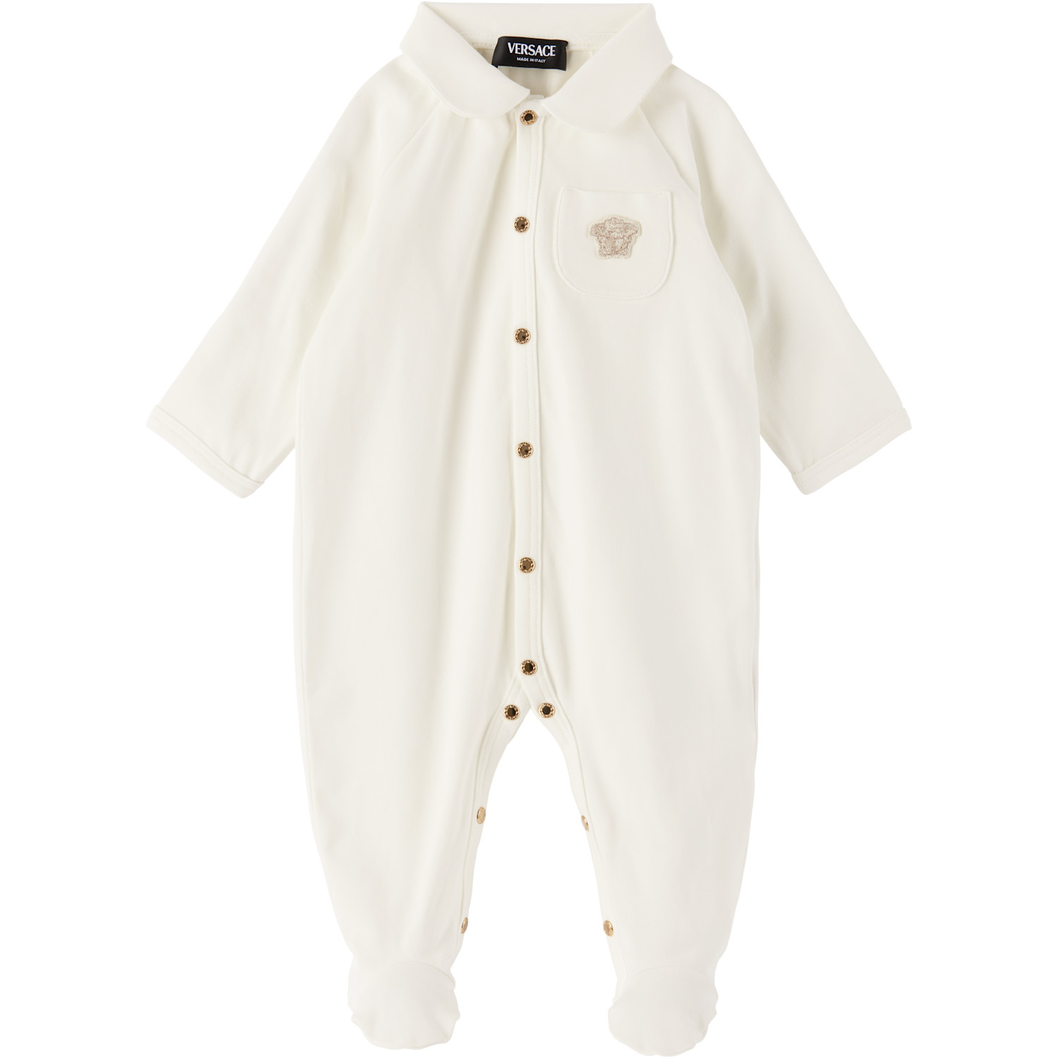  Versace Baby White Cotton-jersey Jumpsuit & Bib Set 