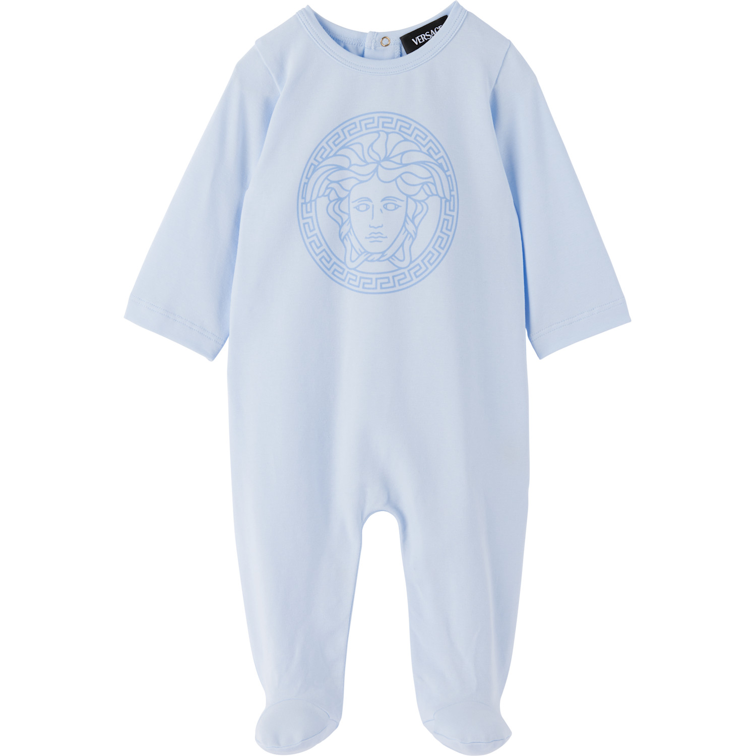  Versace Baby Blue Printed Cotton-jersey Sleepsuit Set 
