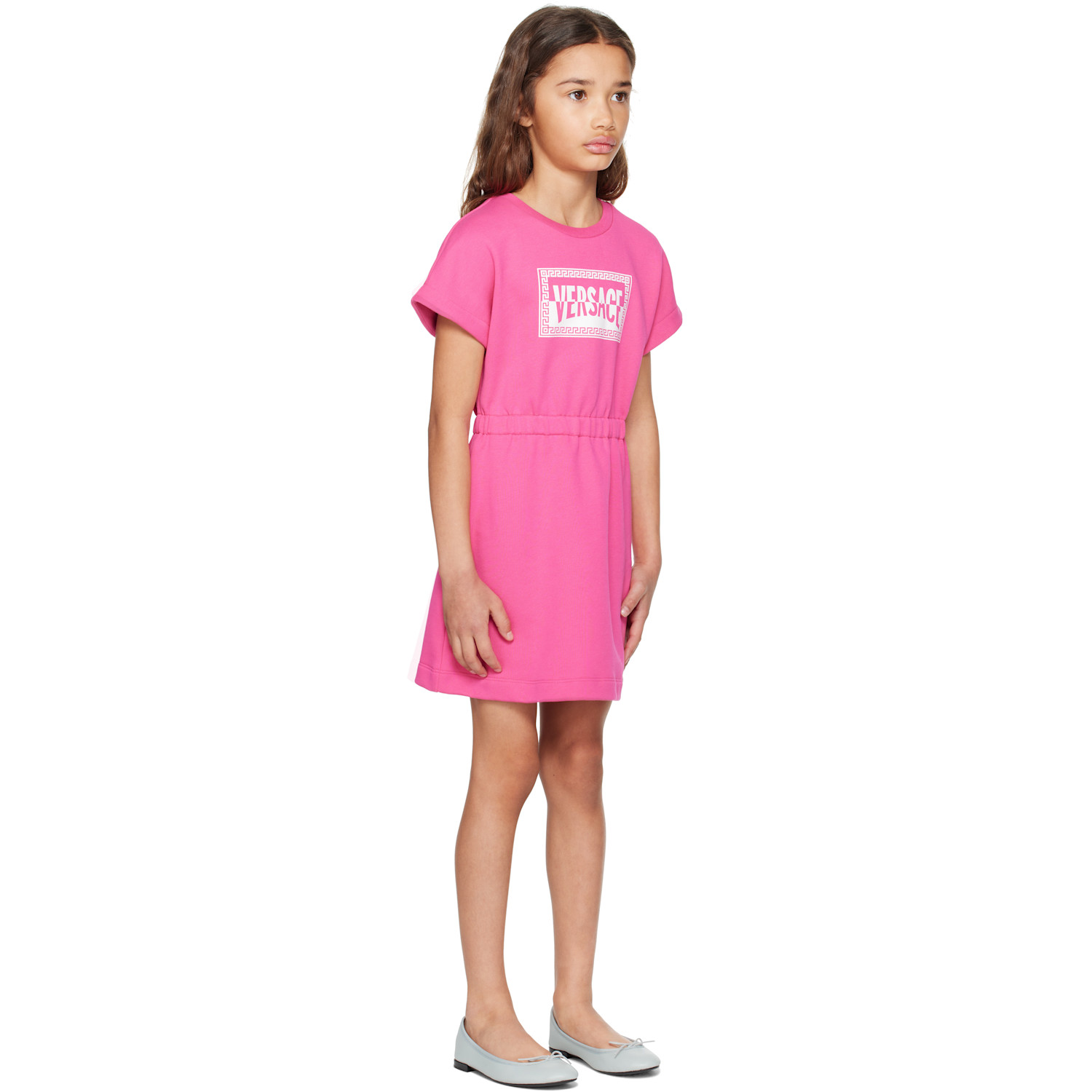  Versace Kids Pink Printed Cotton-jersey Sweatshirt Dress 