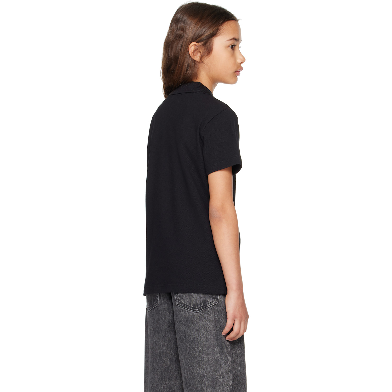  Versace Kids Black Embroidered Cotton-piqué Polo 