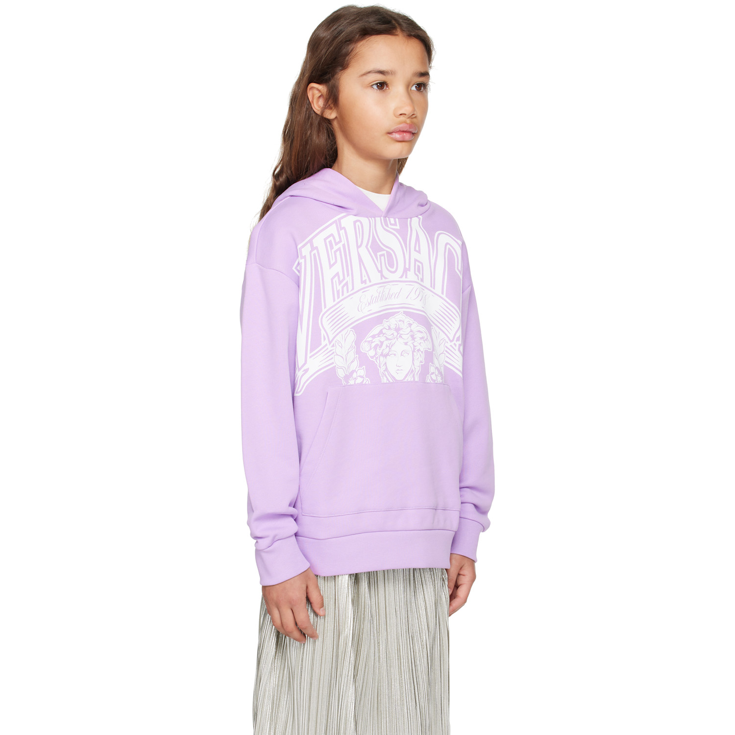  Versace Kids Purple Printed Cotton-jersey Hoodie 
