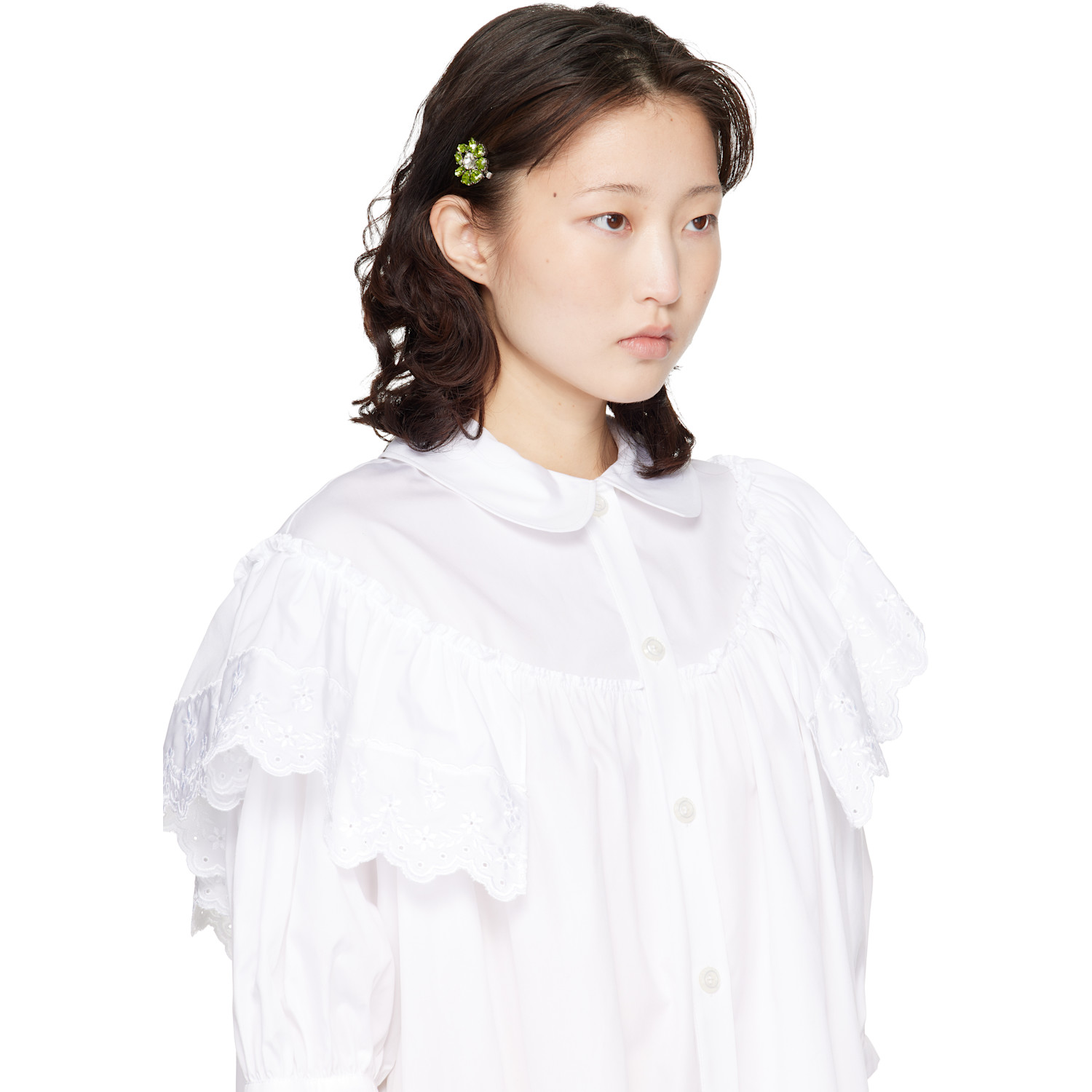  Simone Rocha Silver Mini Heartbloom Hair Clip 