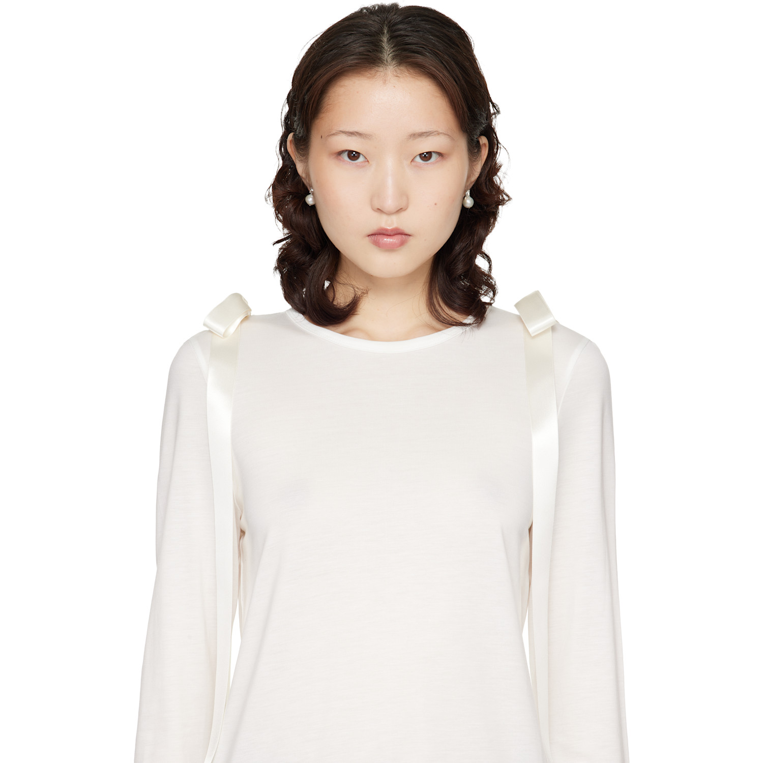  Simone Rocha Faux-pearl Heart Crystal Stud Earrings 