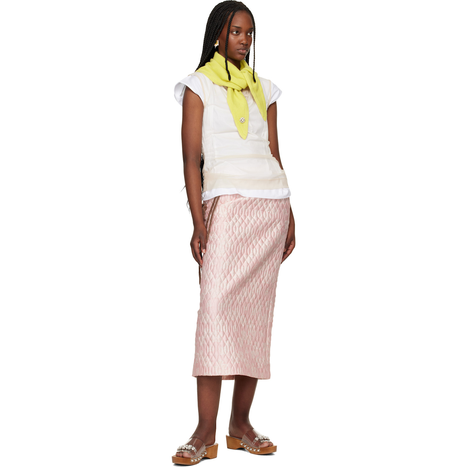  Simone Rocha Green Embellished Cashmere Neckerchief Scarf 