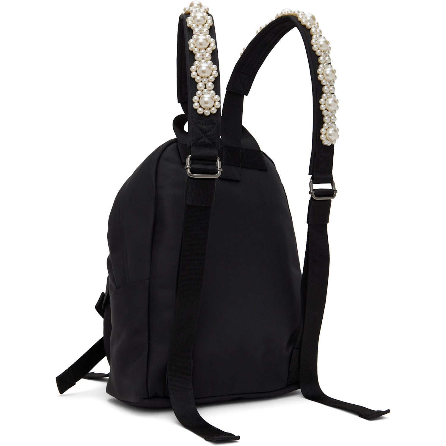  Simone Rocha Black Beaded Utility Bow Backpack 