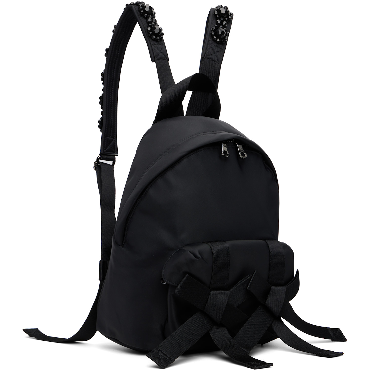 Simone Rocha Black Beaded Utility Bow Backpack 