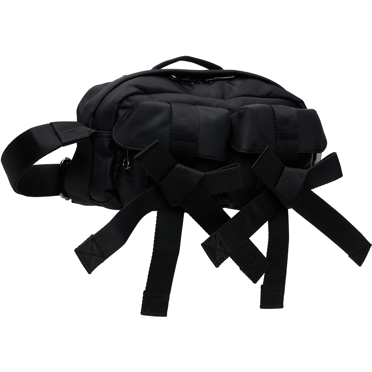  Simone Rocha Black Beaded Classic Bow Crossbody Bag 