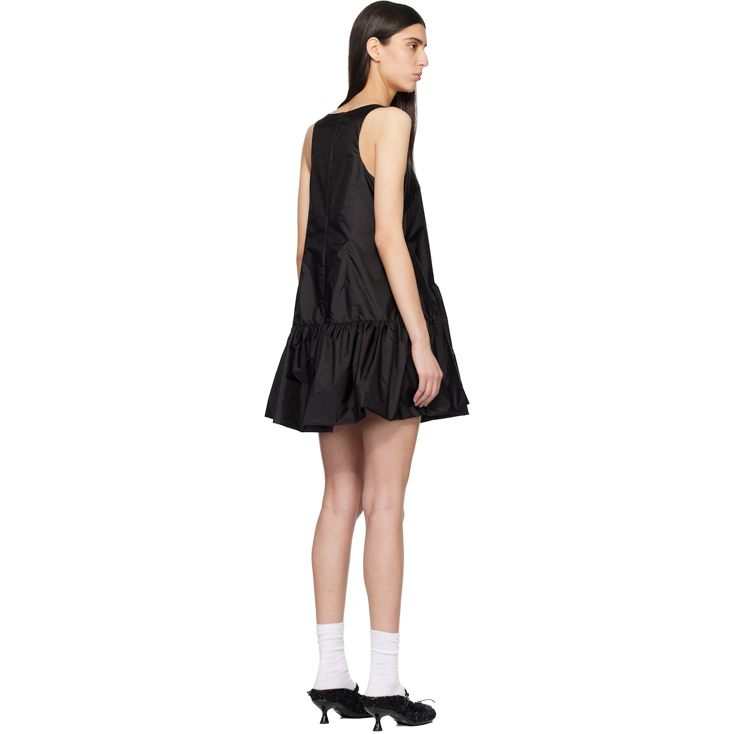  Simone Rocha Black Tapered Back Peplum Minidress 