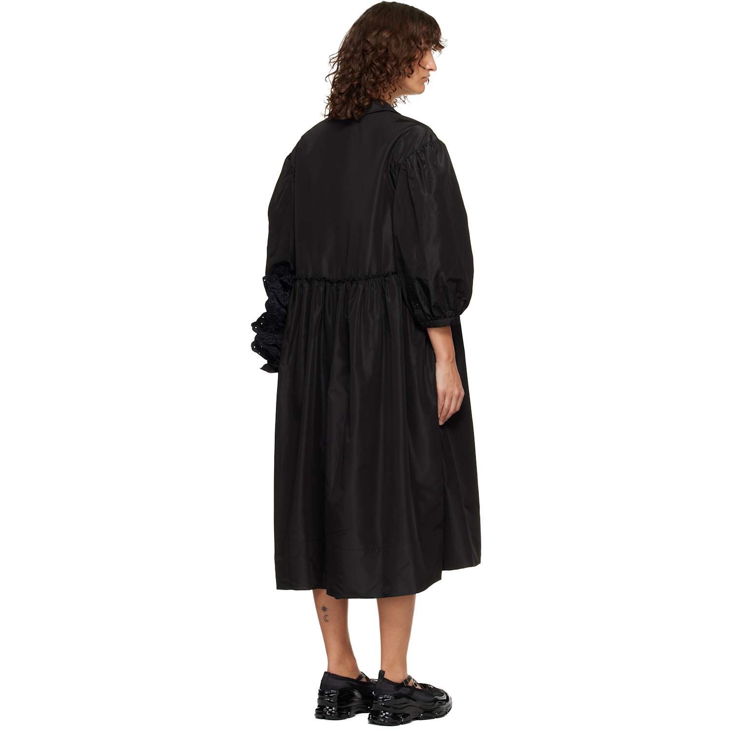  Simone Rocha Black Embellished Signature Smock Shirt Midi Dress 