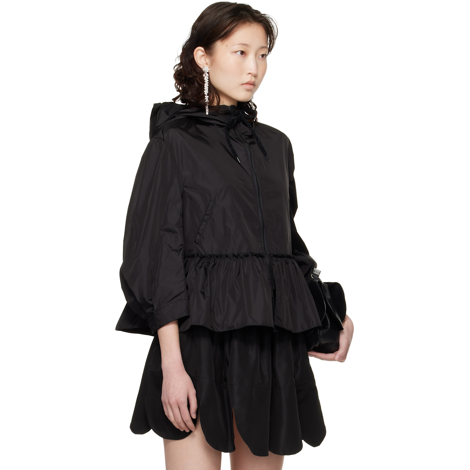  Simone Rocha Black Ruffle Frill Peplum Jacket 
