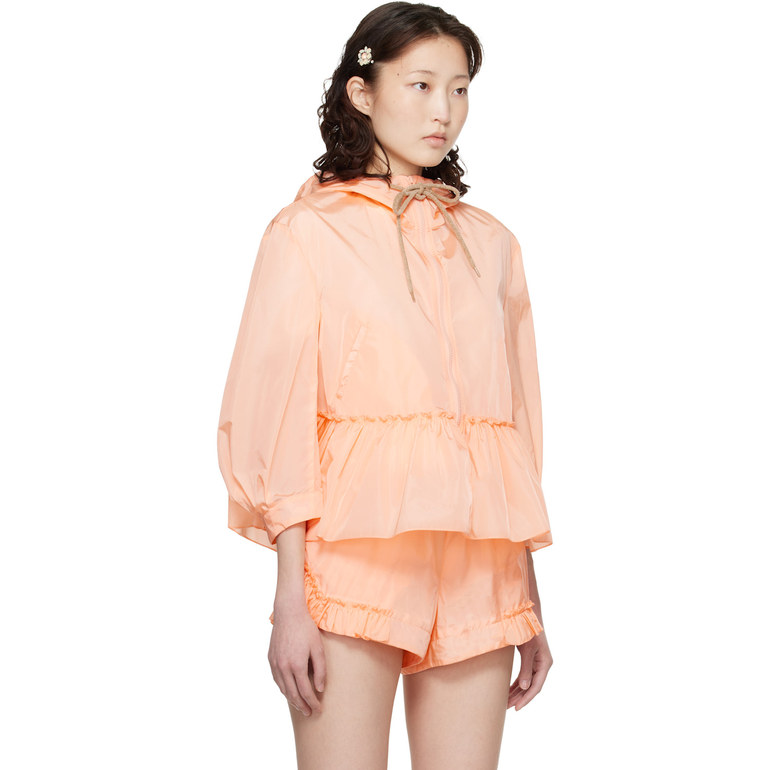  Simone Rocha Orange Ruffle Frill Peplum Jacket 