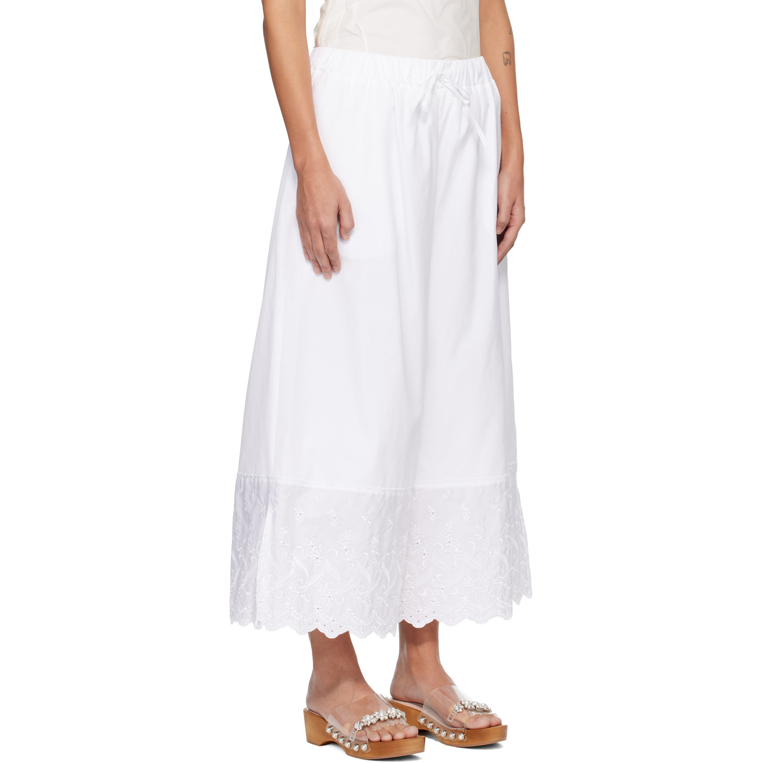  Simone Rocha White Cropped Trim Easy Trousers 