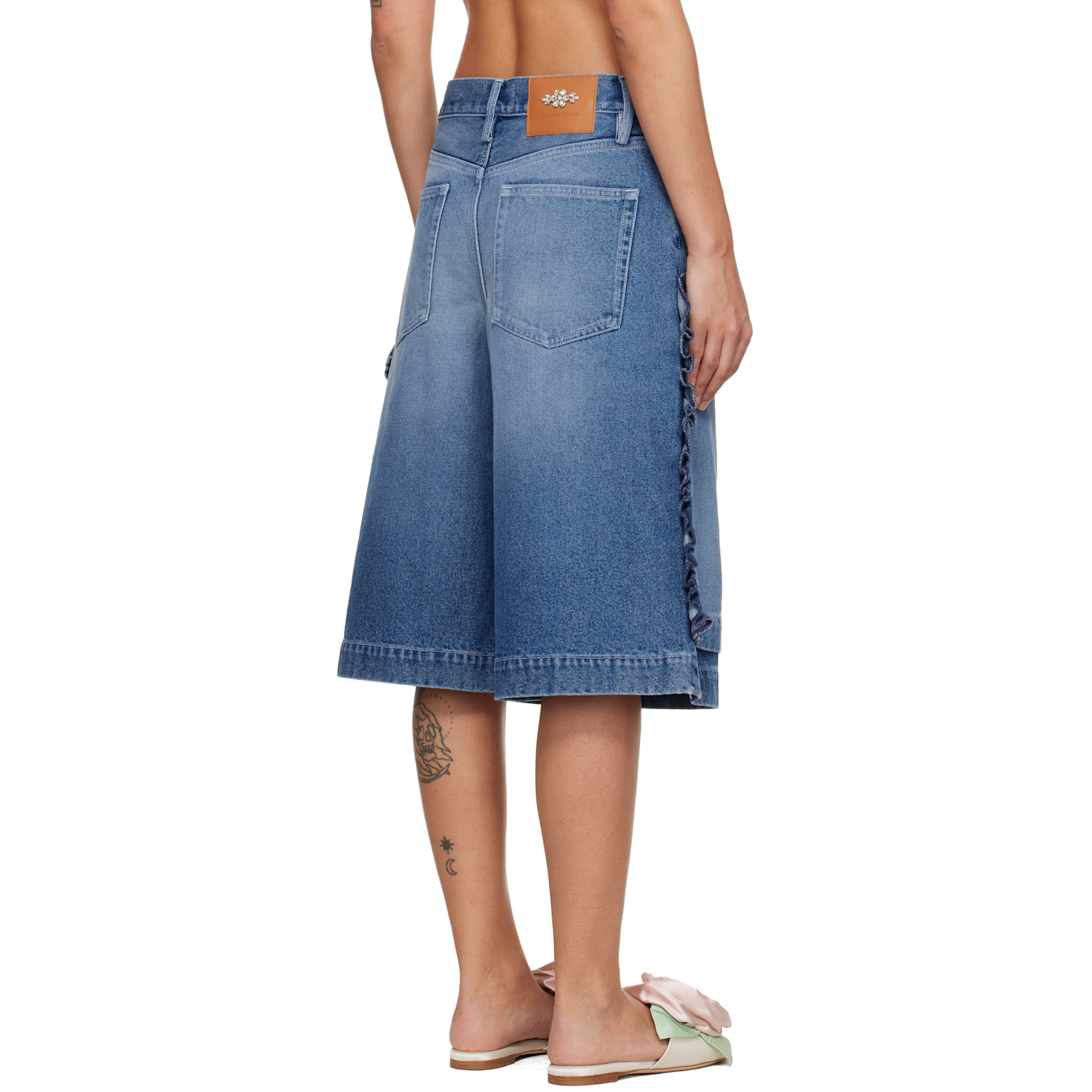  Simone Rocha Blue Ruffle Frill Denim Board Shorts 