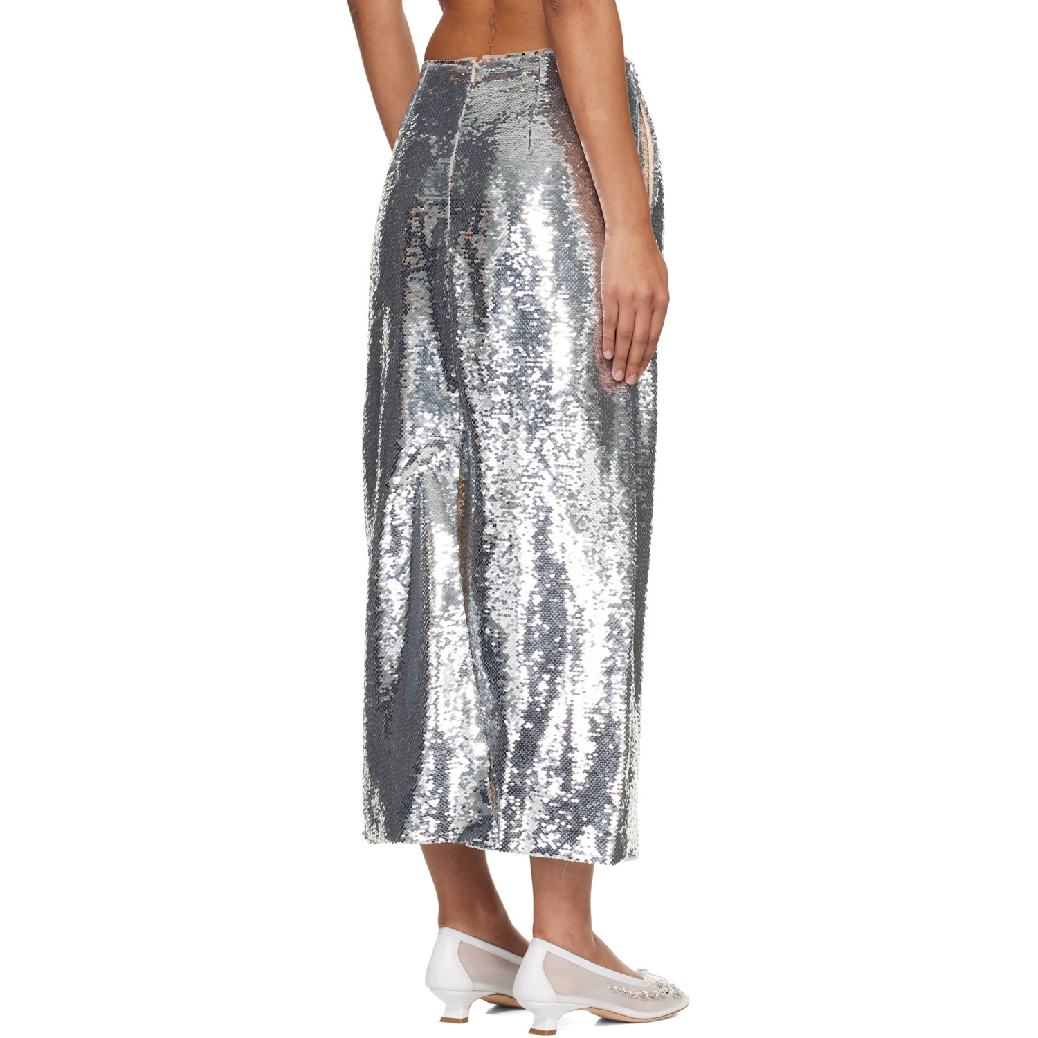 Simone Rocha Silver Column Pencil Midi Skirt 