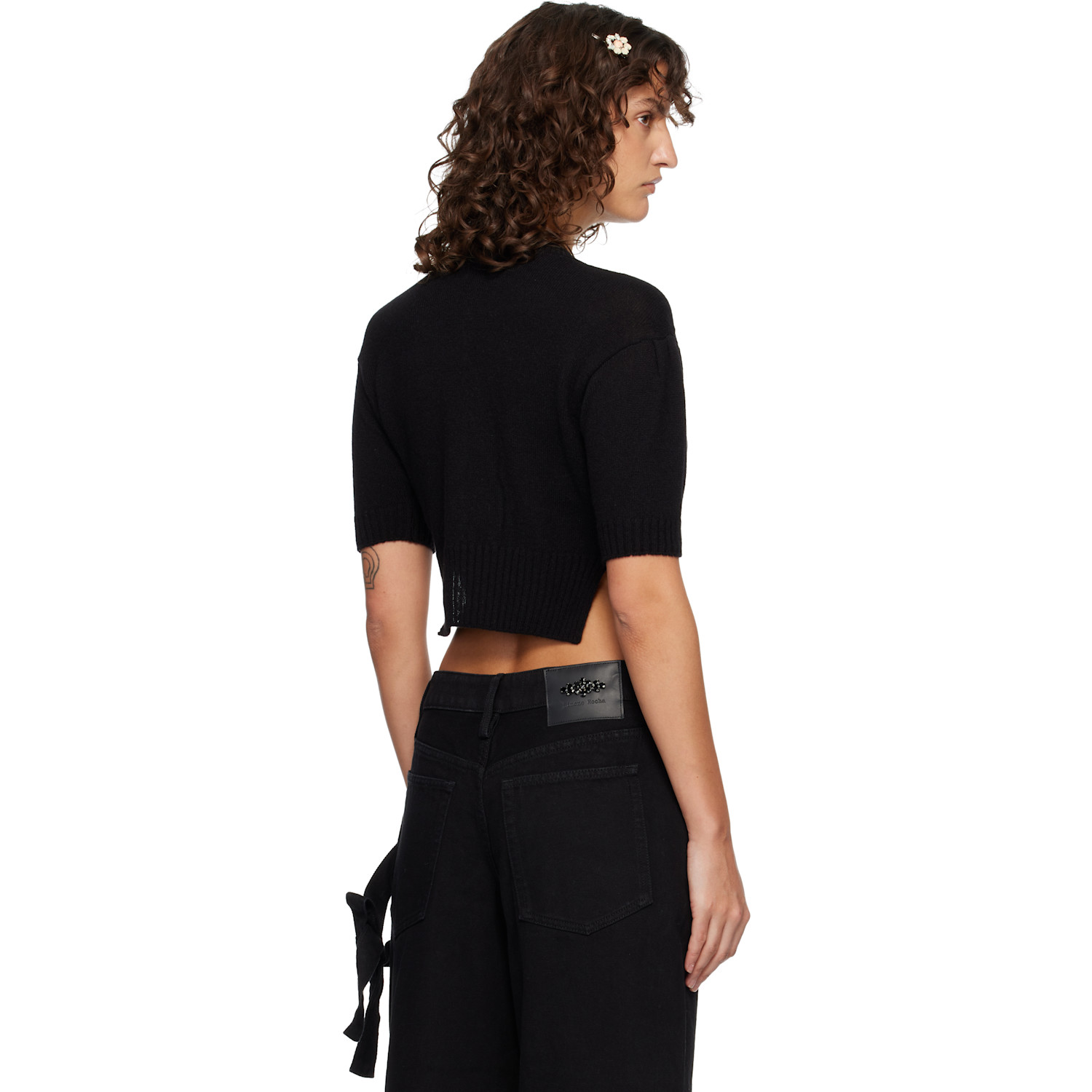  Simone Rocha Black Cropped Cashmere Cardigan 