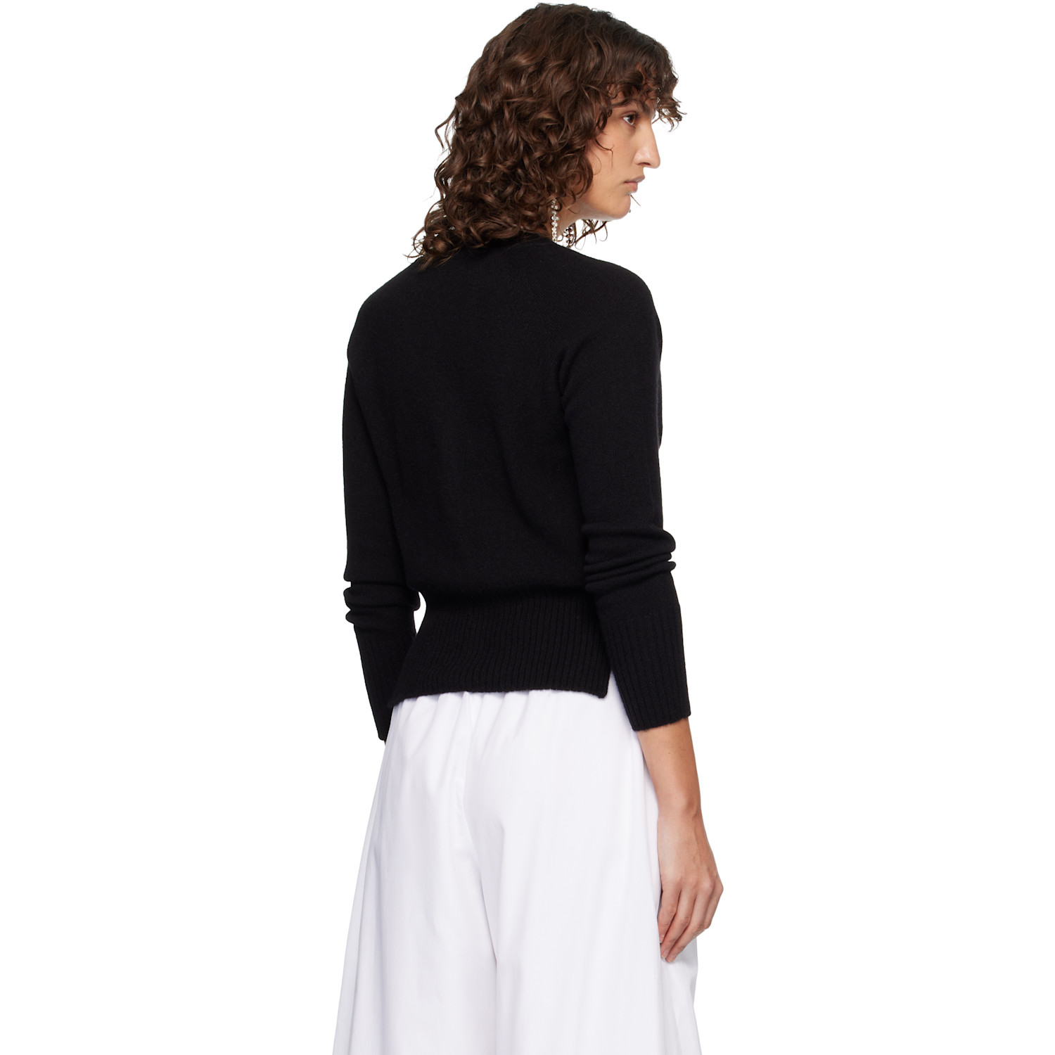  Simone Rocha Black Embellished Relaxed Cashmere Cardigan 